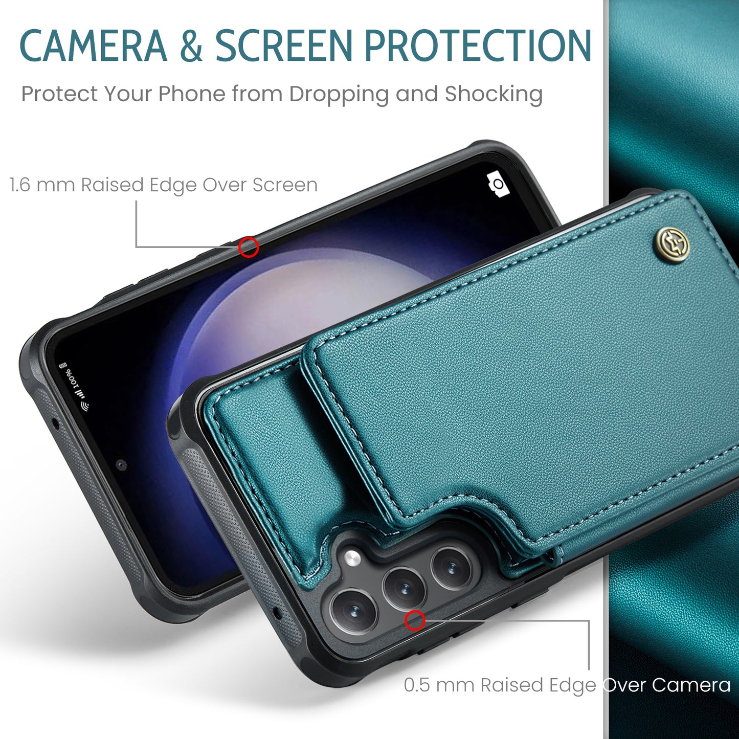 CASEME Sturdy Kickstand Galaxy S23 FE Leather Case Card Slots