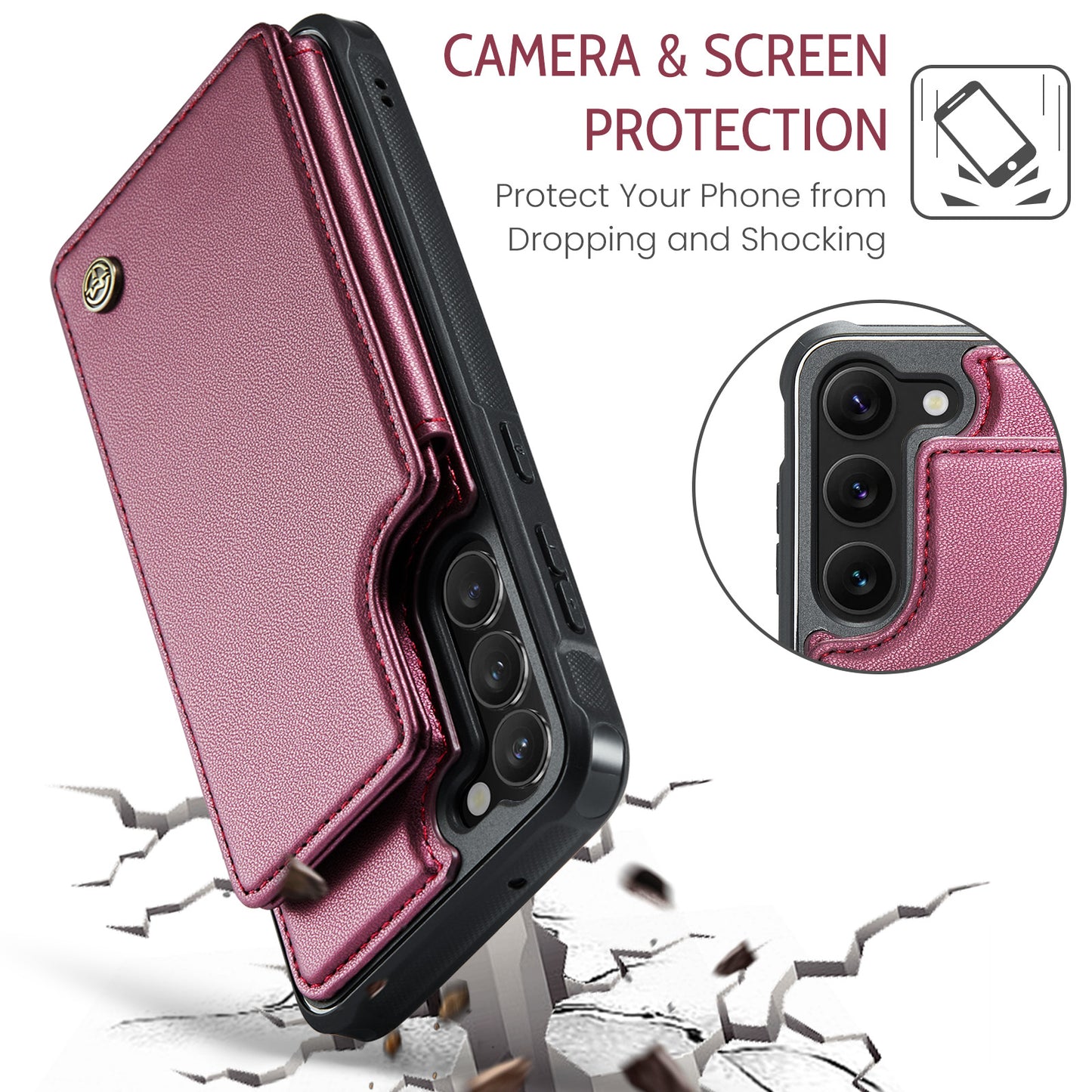 CASEME Sturdy Kickstand Galaxy S23+ Leather Case Card Slots