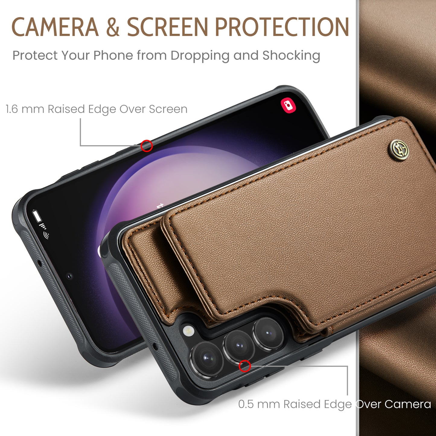 CASEME Sturdy Kickstand Galaxy S23 Leather Case Card Slots