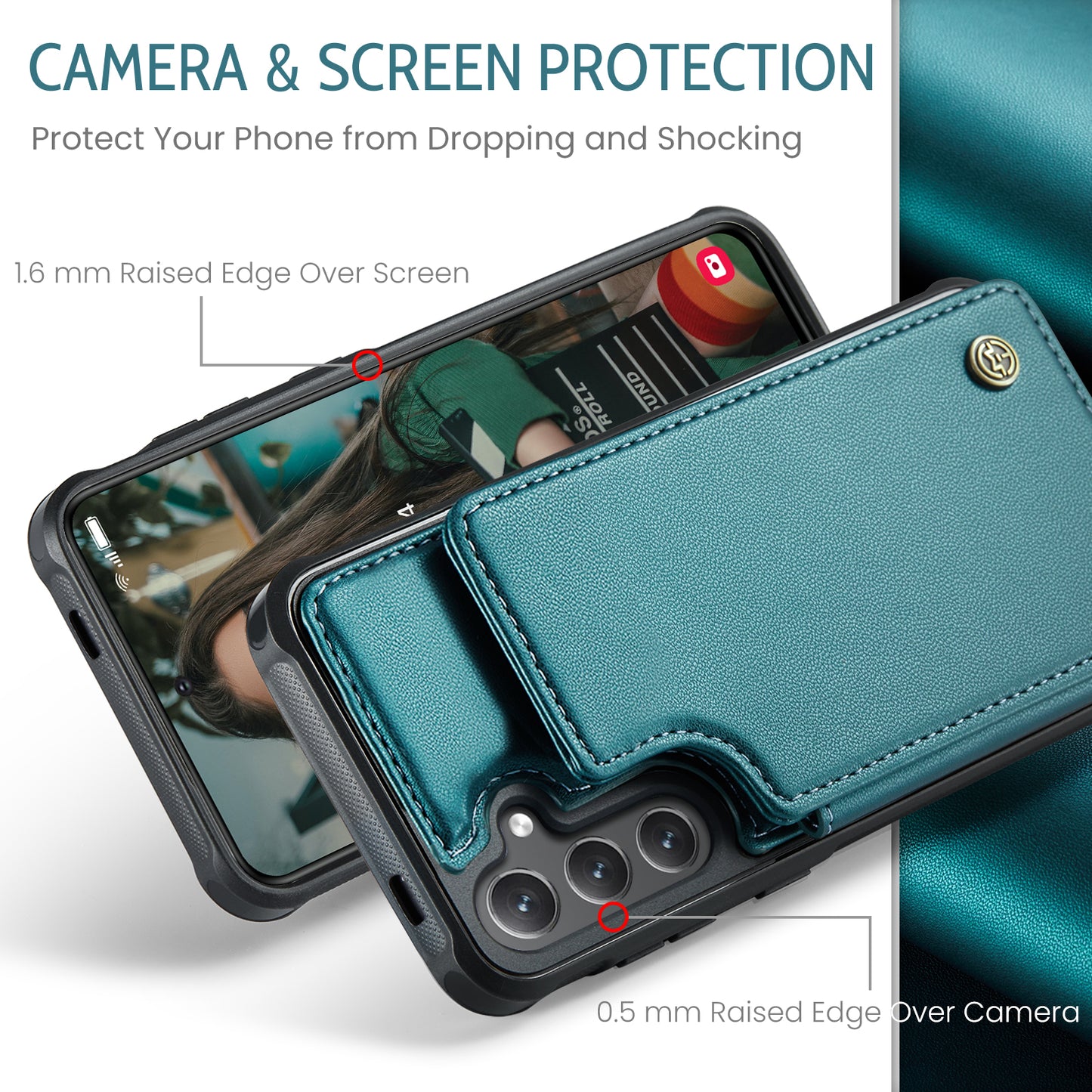 CASEME Sturdy Kickstand Galaxy S24 FE Leather Case Card Slots