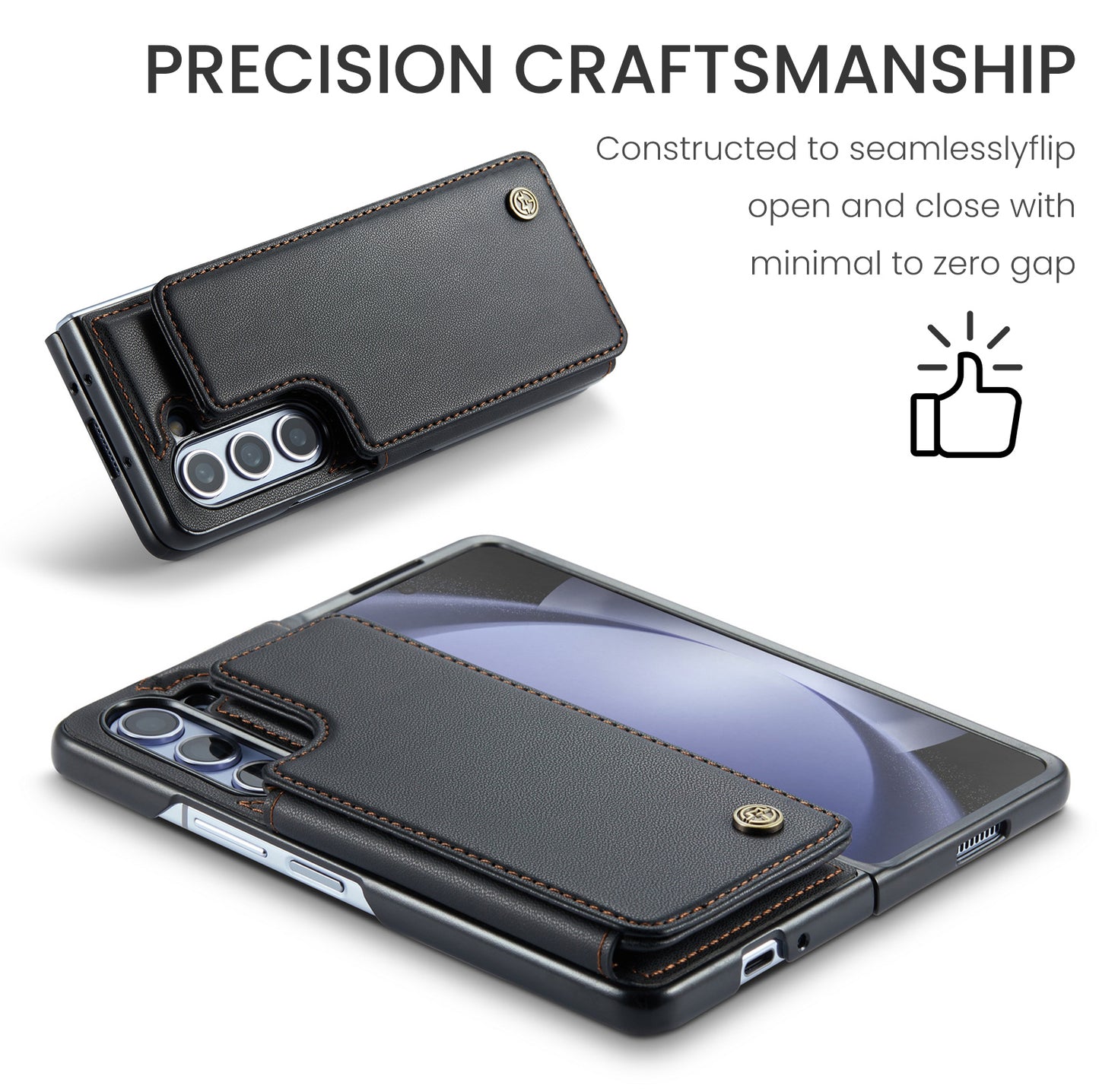 CASEME Sturdy Kickstand Galaxy Z Fold5 Leather Case Card Slots