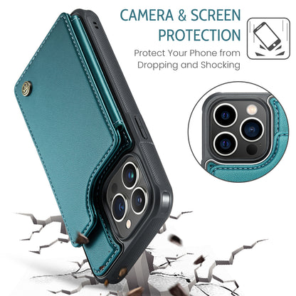 CASEME Sturdy Kickstand iPhone 13 Pro Max Leather Case Card Slots