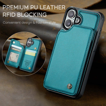 CASEME Sturdy Kickstand iPhone 16 Plus Leather Case Card Slots