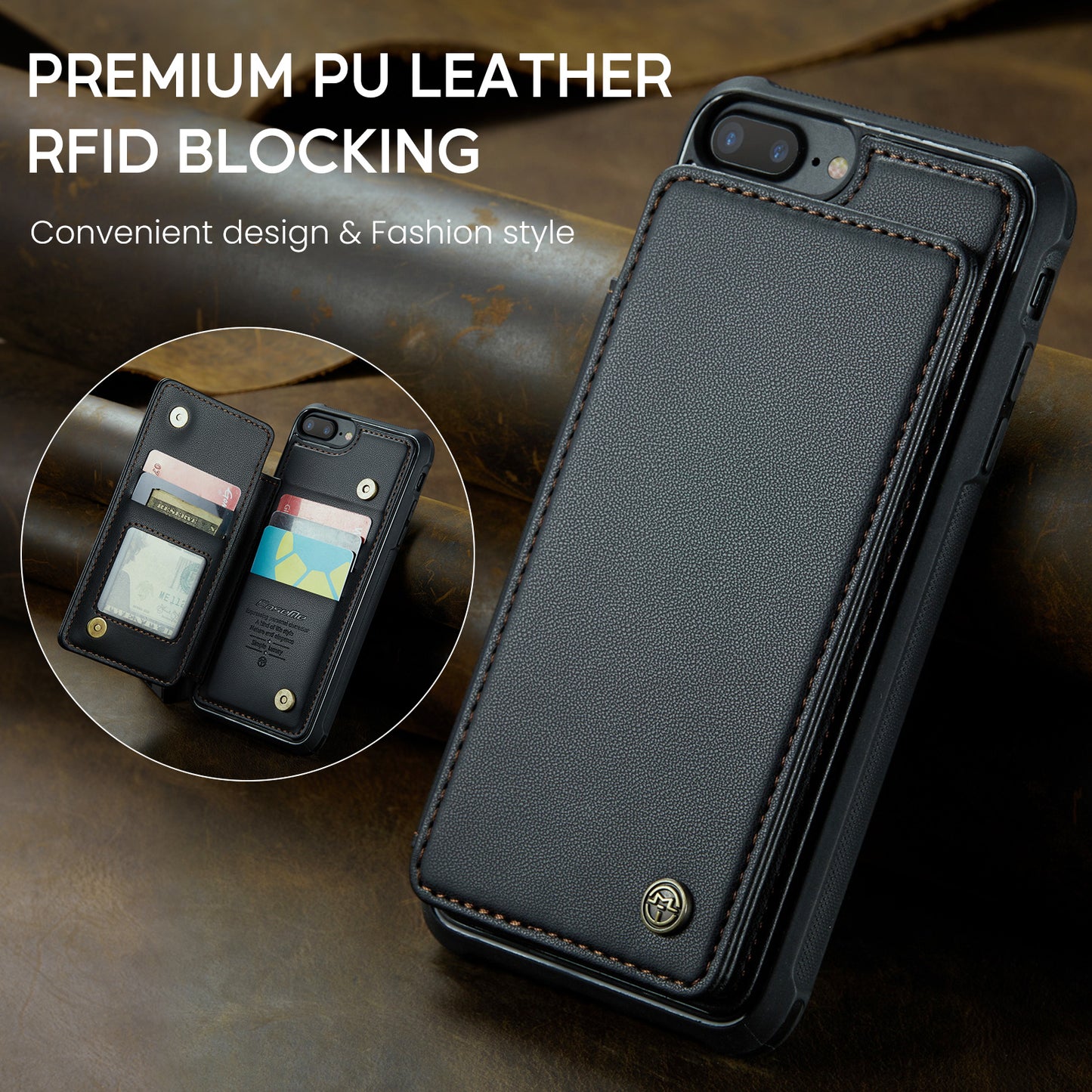 CASEME Sturdy Kickstand iPhone 6 6s Plus Leather Case Card Slots