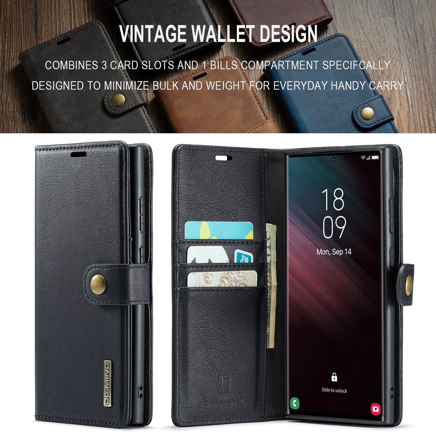 DG.MING Detachable 2 In 1 Wallet Galaxy S23 Ultra Leather Case