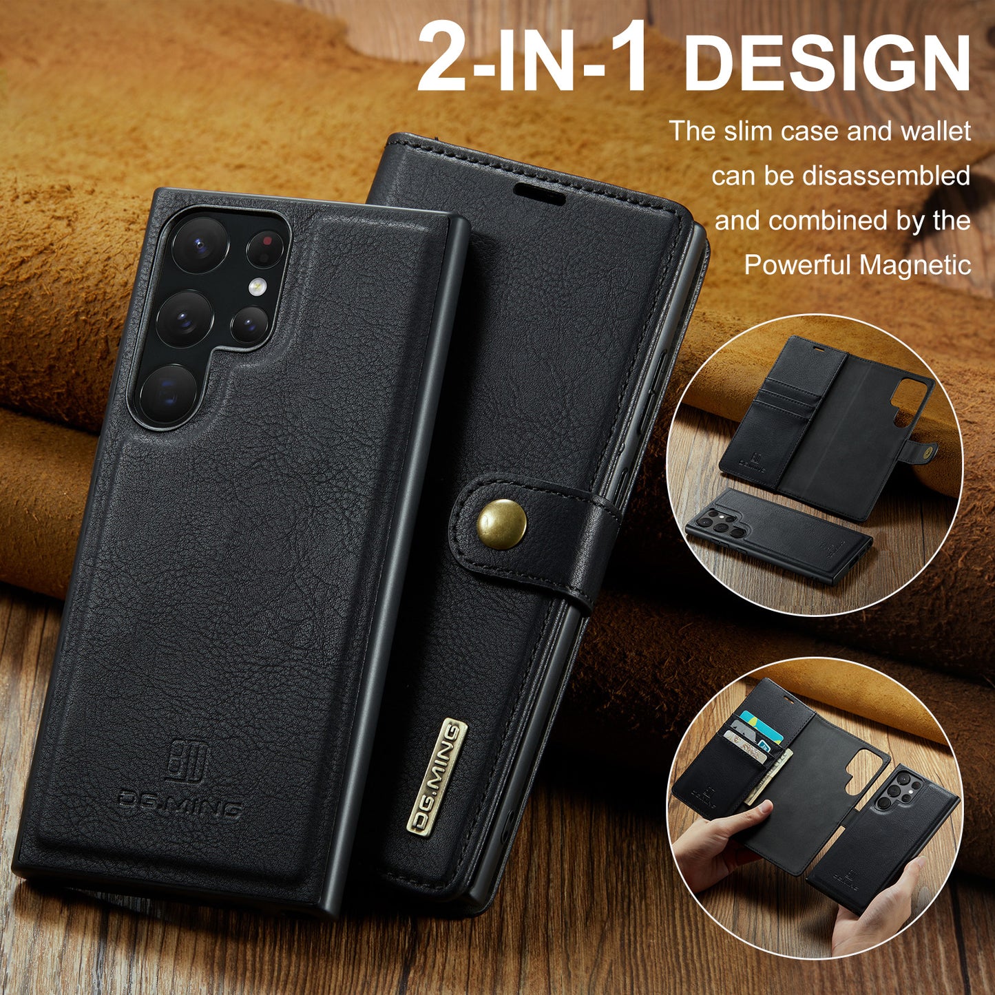 DG.MING Detachable 2 In 1 Wallet Galaxy S23 Ultra Leather Case