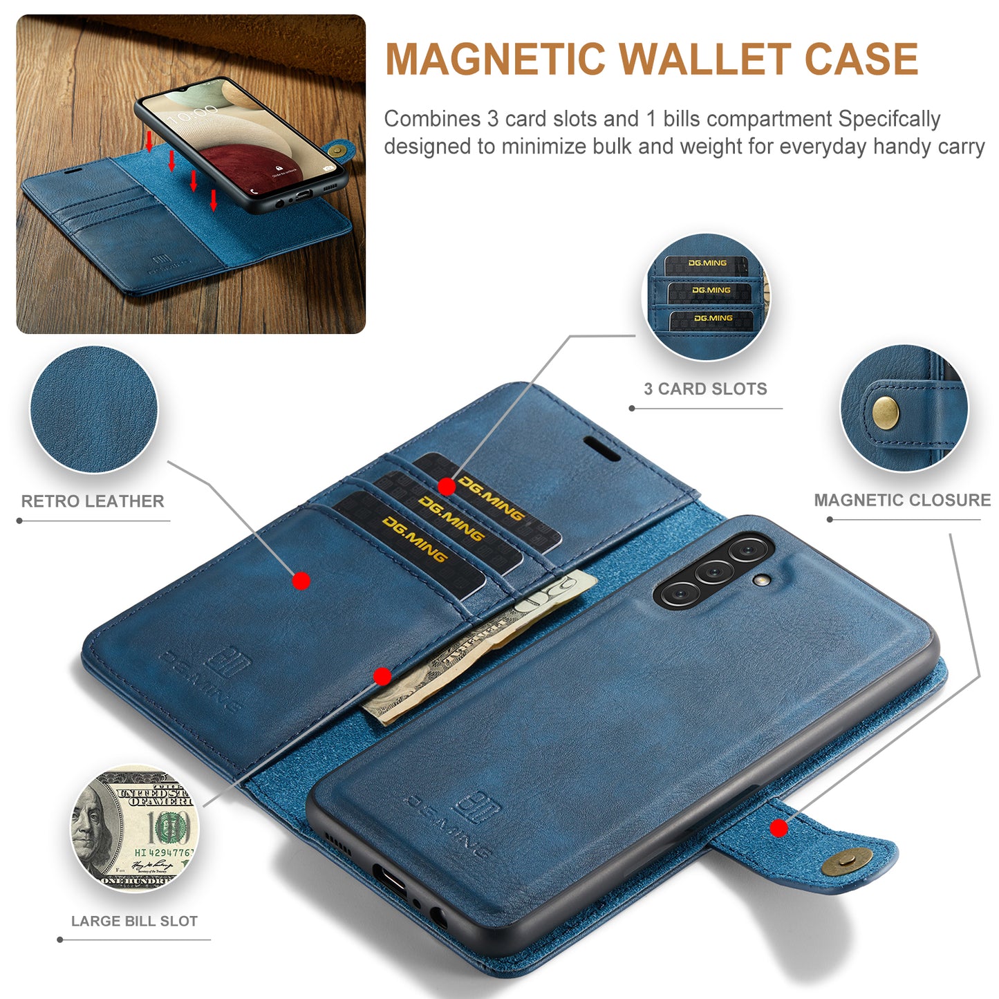 DG.MING Detachable 2 In 1 Wallet Galaxy A13 Leather Case