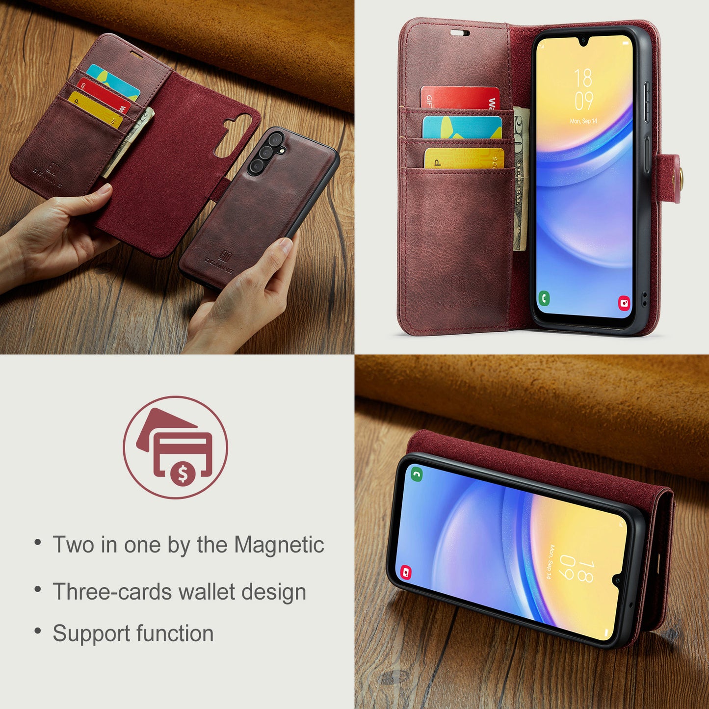 DG.MING Detachable 2 In 1 Wallet Galaxy A15 Leather Case