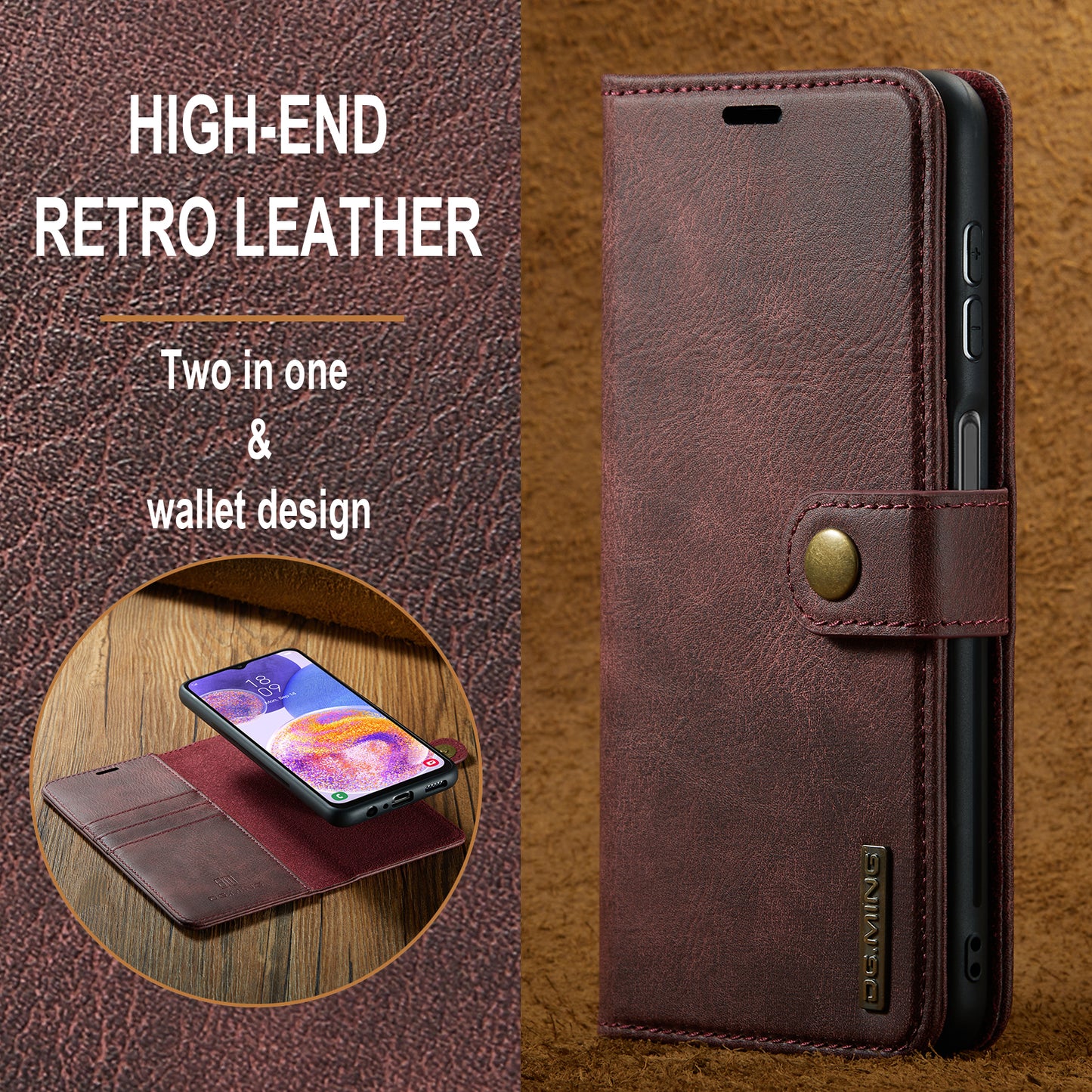 DG.MING Detachable 2 In 1 Wallet Galaxy A23 Leather Case