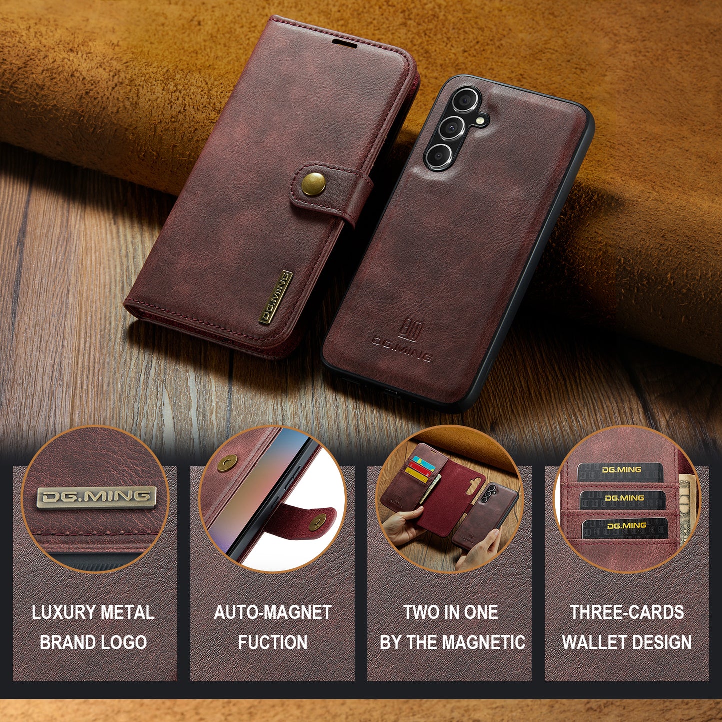 DG.MING Detachable 2 In 1 Wallet Galaxy A34 Leather Case