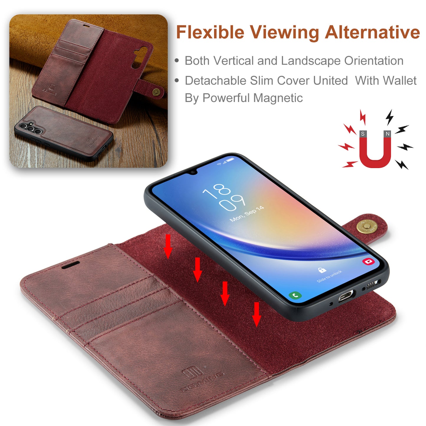 DG.MING Detachable 2 In 1 Wallet Galaxy A34 Leather Case