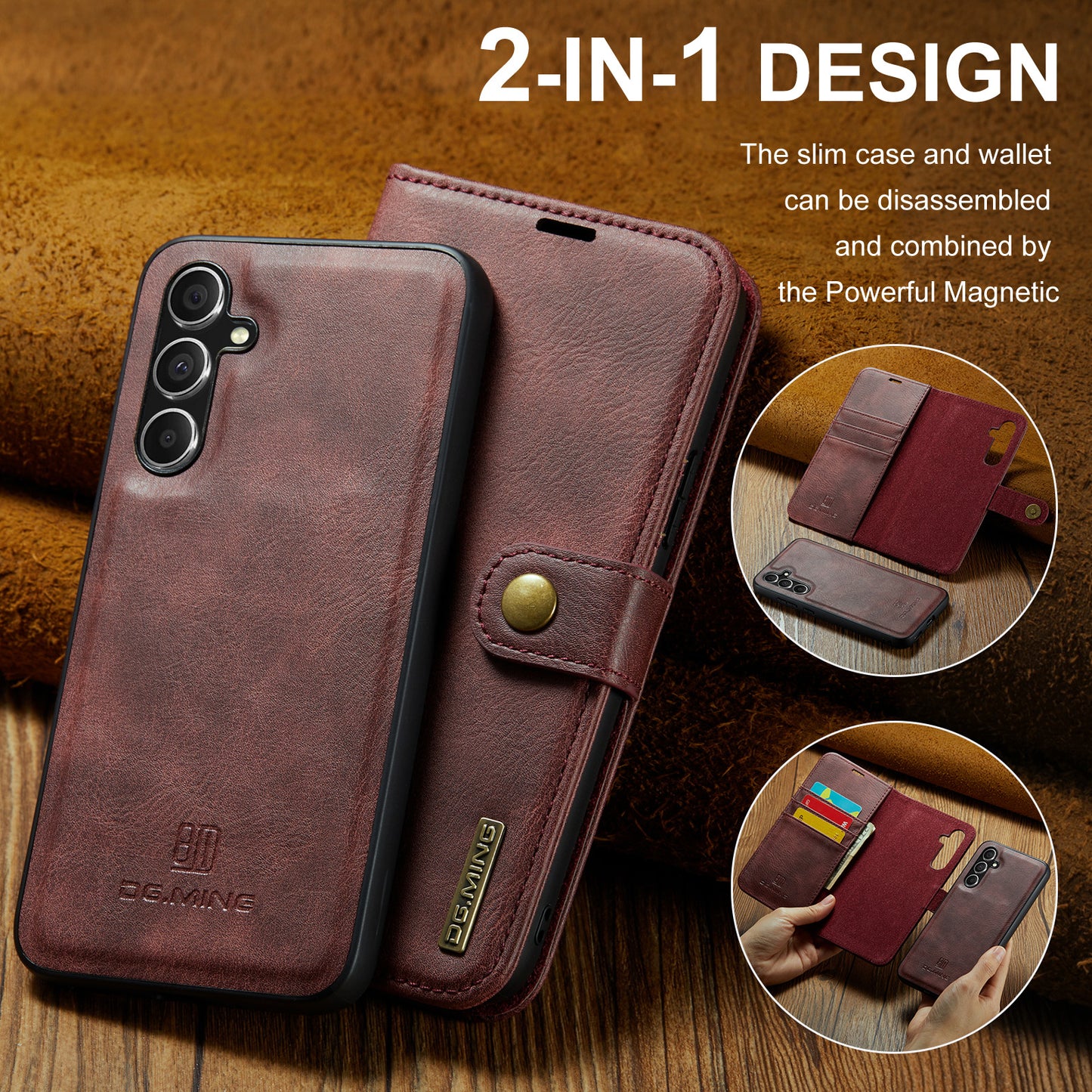 DG.MING Detachable 2 In 1 Wallet Galaxy A55 Leather Case