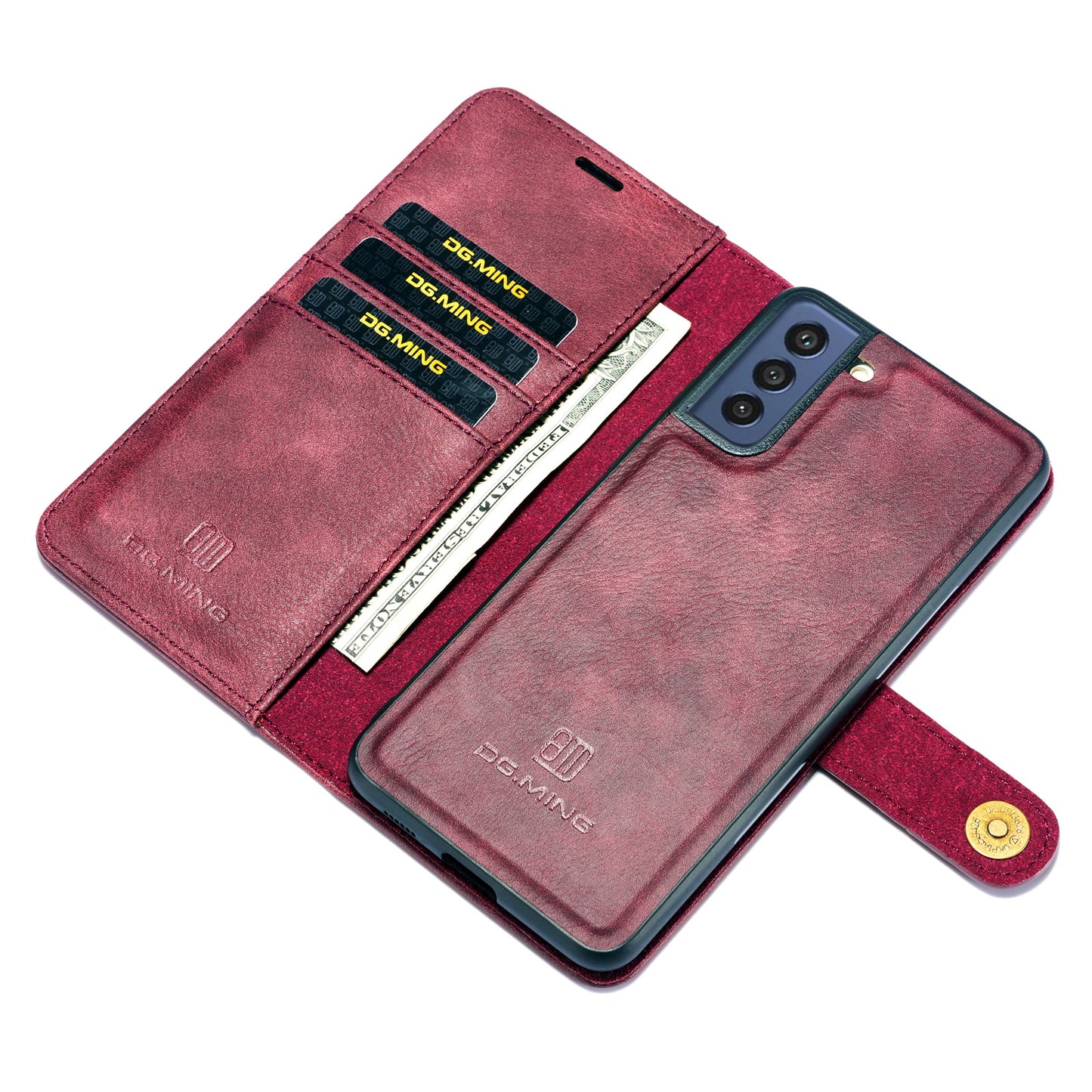 DG.MING Detachable 2 In 1 Wallet Galaxy S21 FE Leather Case