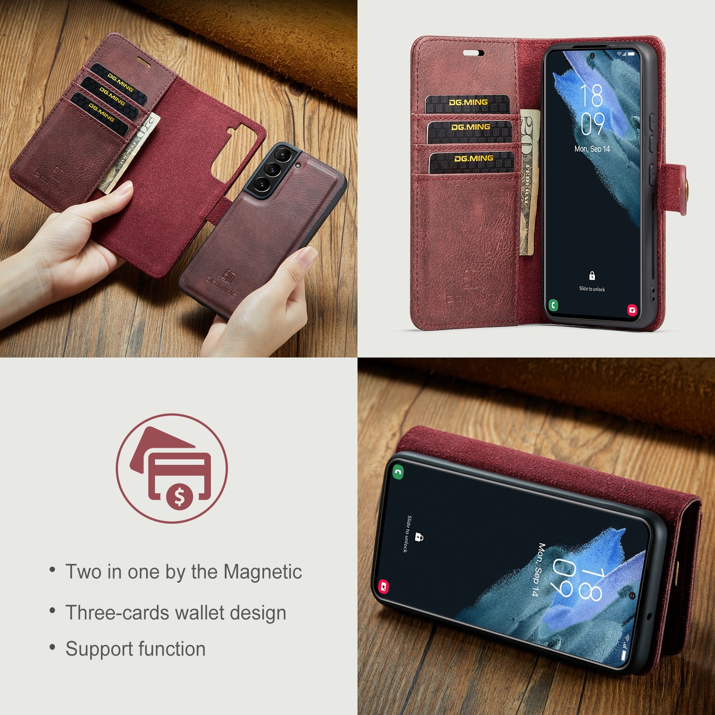 DG.MING Detachable 2 In 1 Wallet Galaxy S22 Leather Case