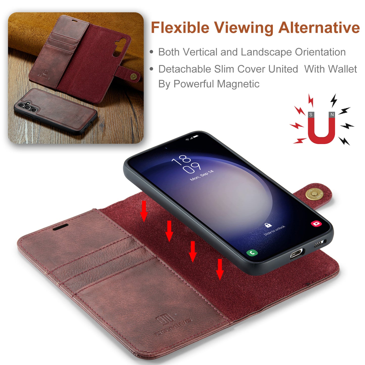 DG.MING Detachable 2 In 1 Wallet Galaxy S23 FE Leather Case