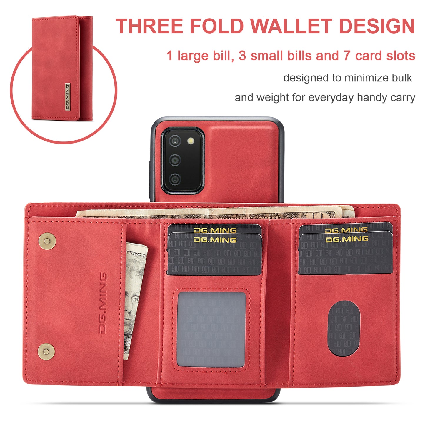 DG.MING Detachable Magnetic Wallet Galaxy A03s Case