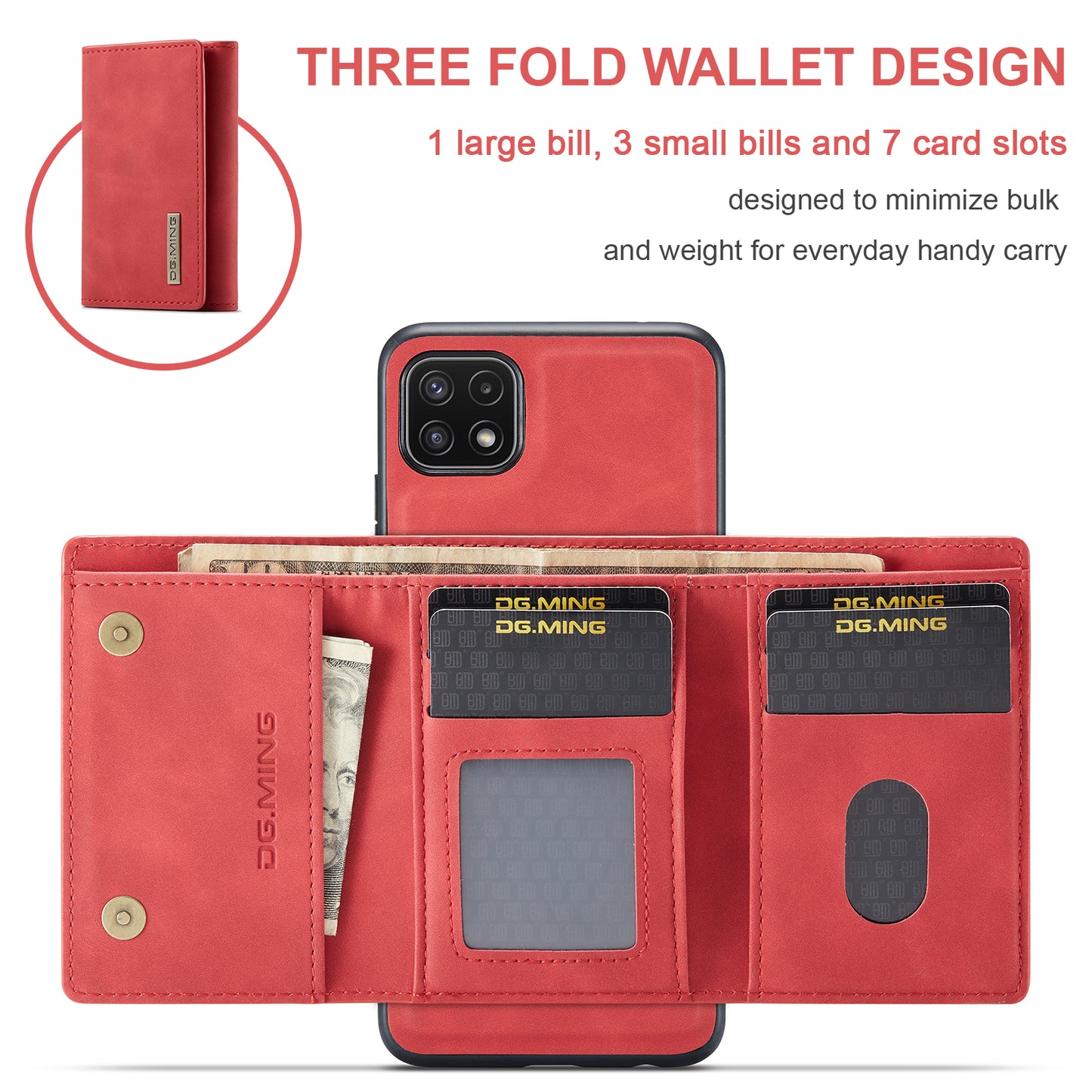 DG.MING Detachable Magnetic Wallet Galaxy A22s Case