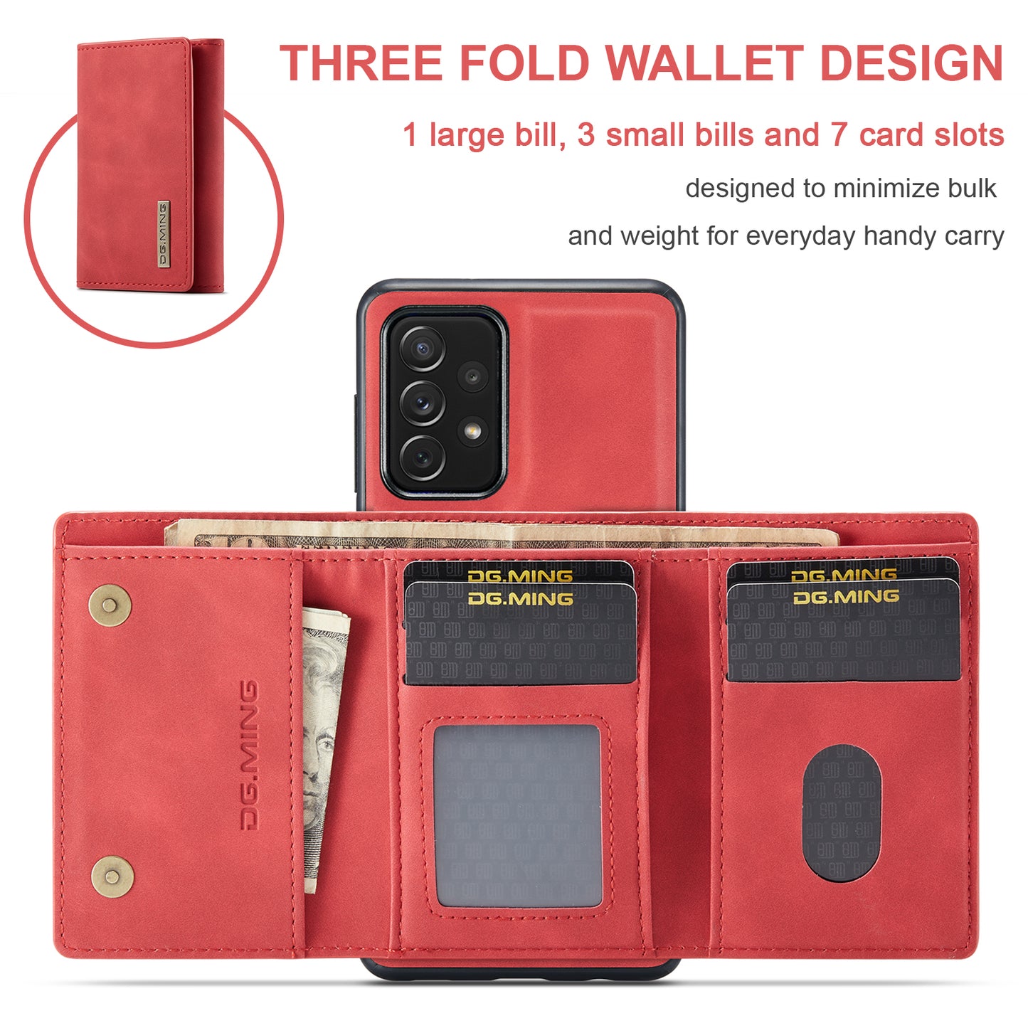 DG.MING Detachable Magnetic Wallet Galaxy A72 Case