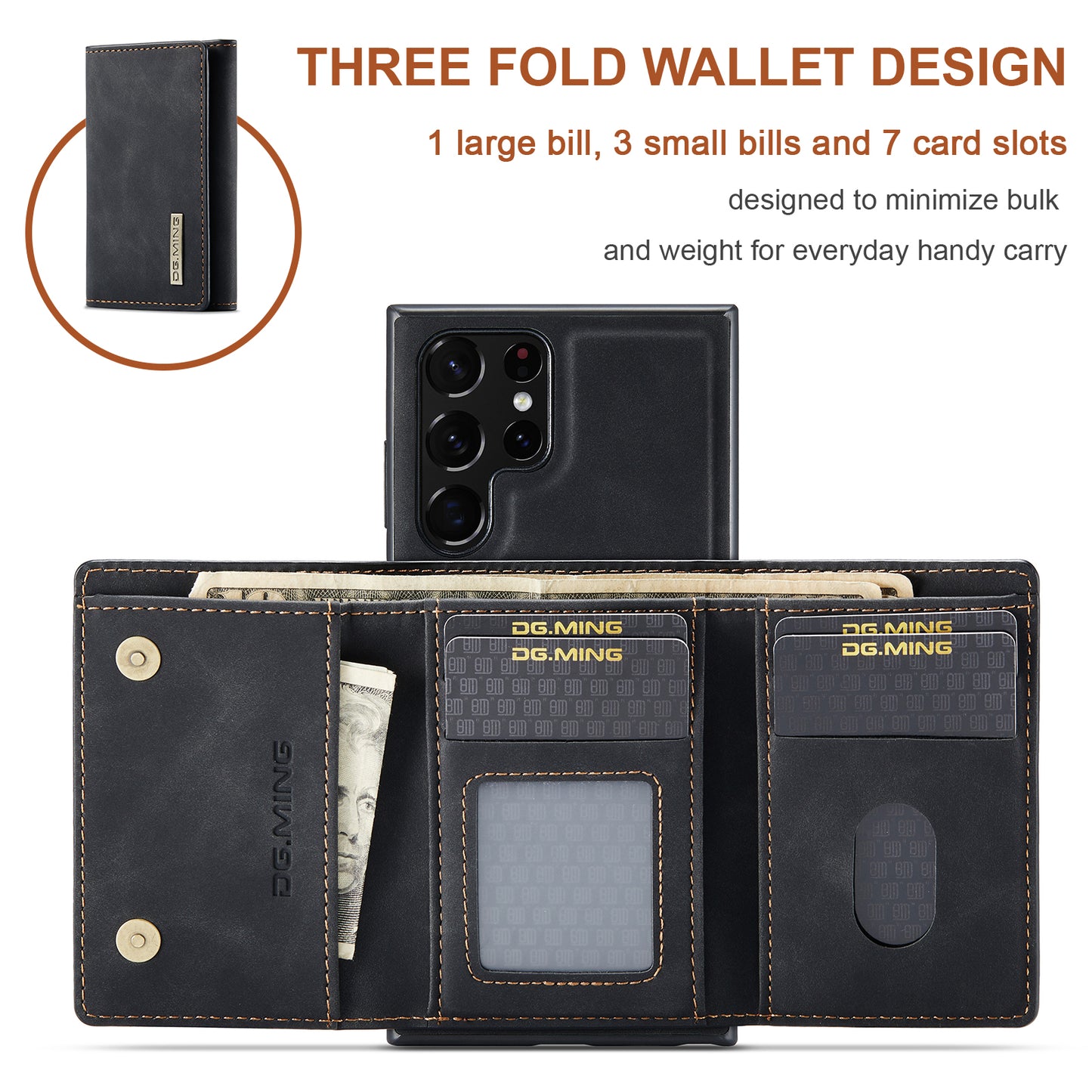 DG.MING Detachable Magnetic Wallet Galaxy S23 Ultra Case