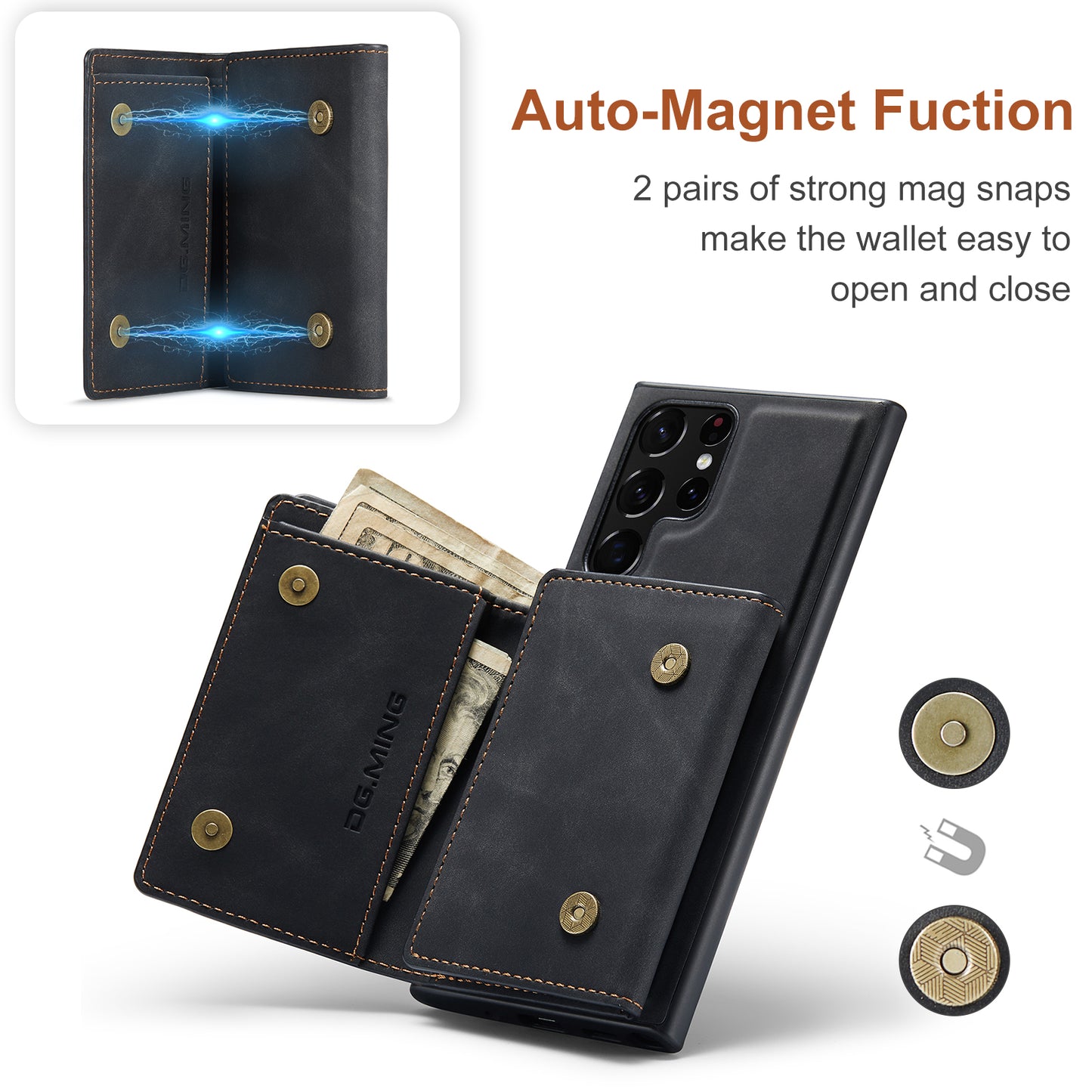 DG.MING Detachable Magnetic Wallet Galaxy S23 Ultra Case