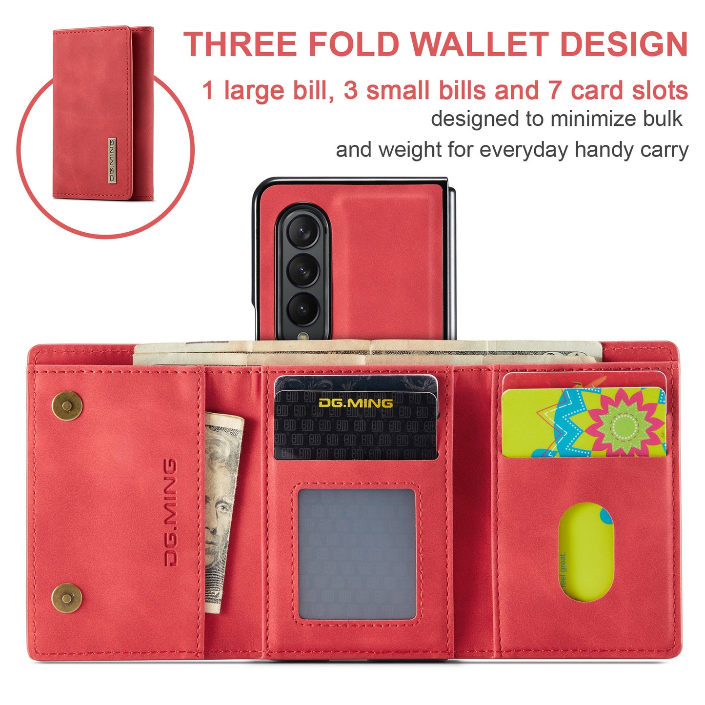 DG.MING Detachable Magnetic Wallet Galaxy Z Fold4 Case