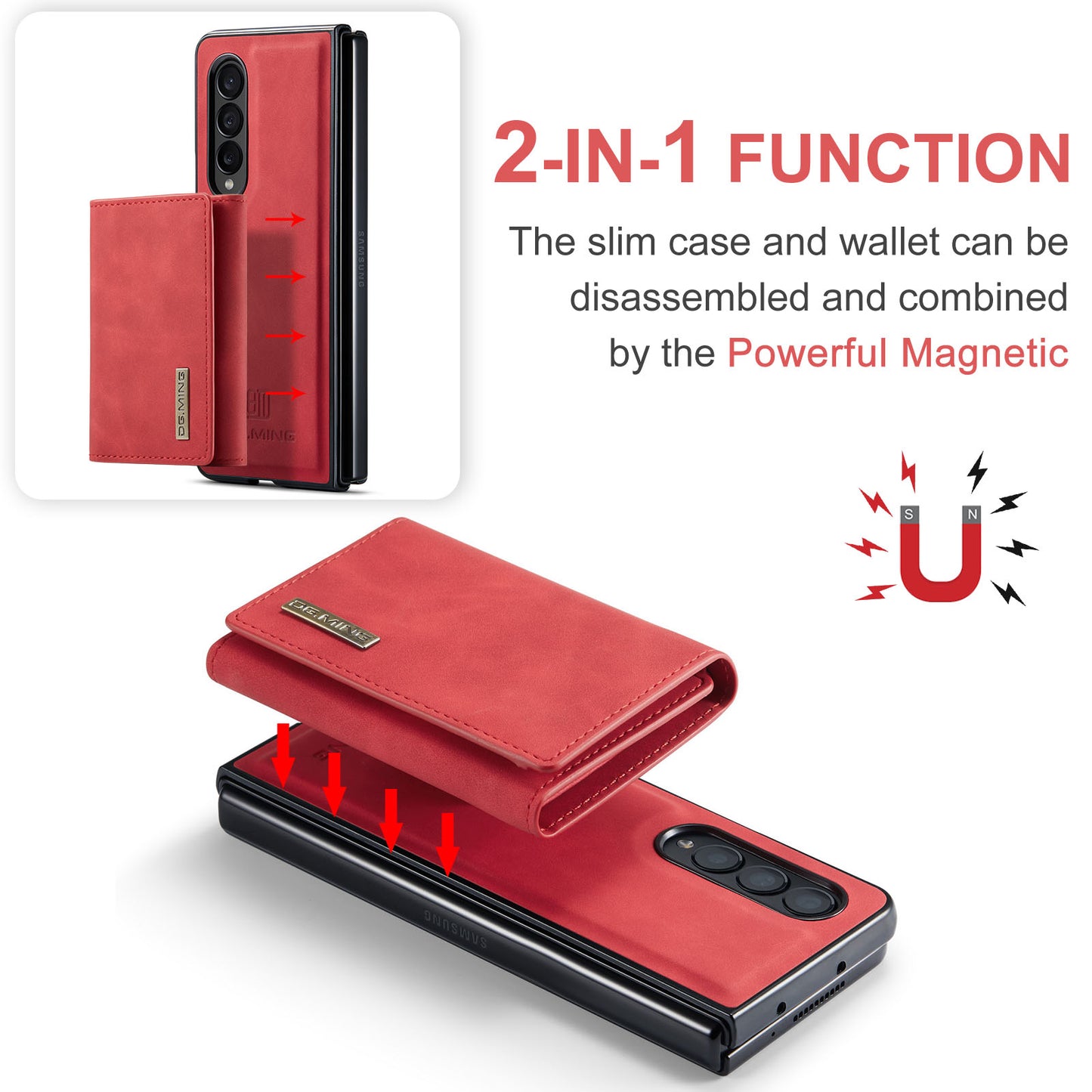 DG.MING Detachable Magnetic Wallet Galaxy Z Fold4 Case