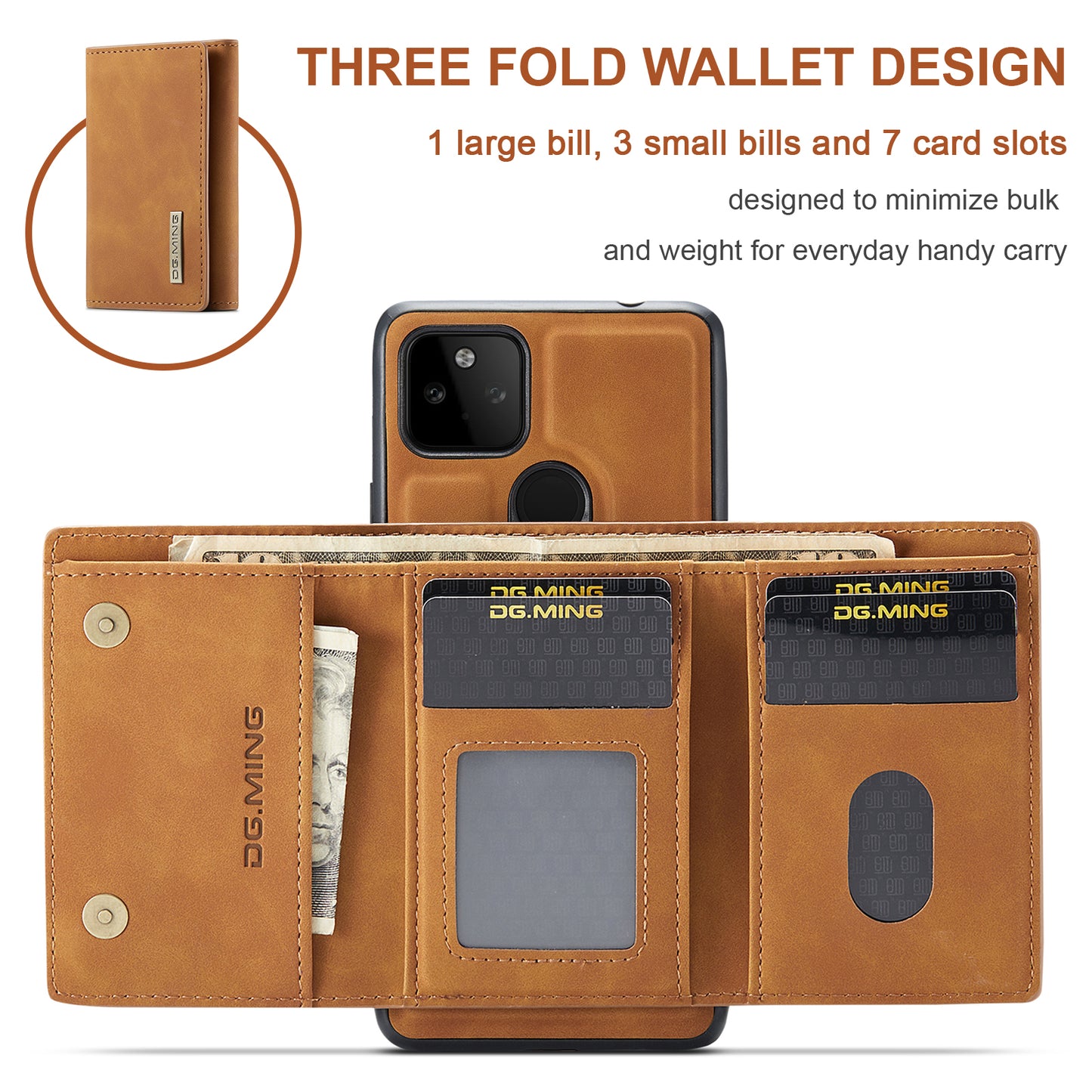 DG.MING Detachable Magnetic Wallet Google Pixel 5A Case