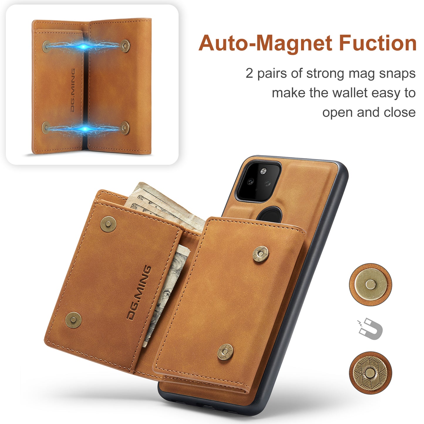 DG.MING Detachable Magnetic Wallet Google Pixel 5A Case