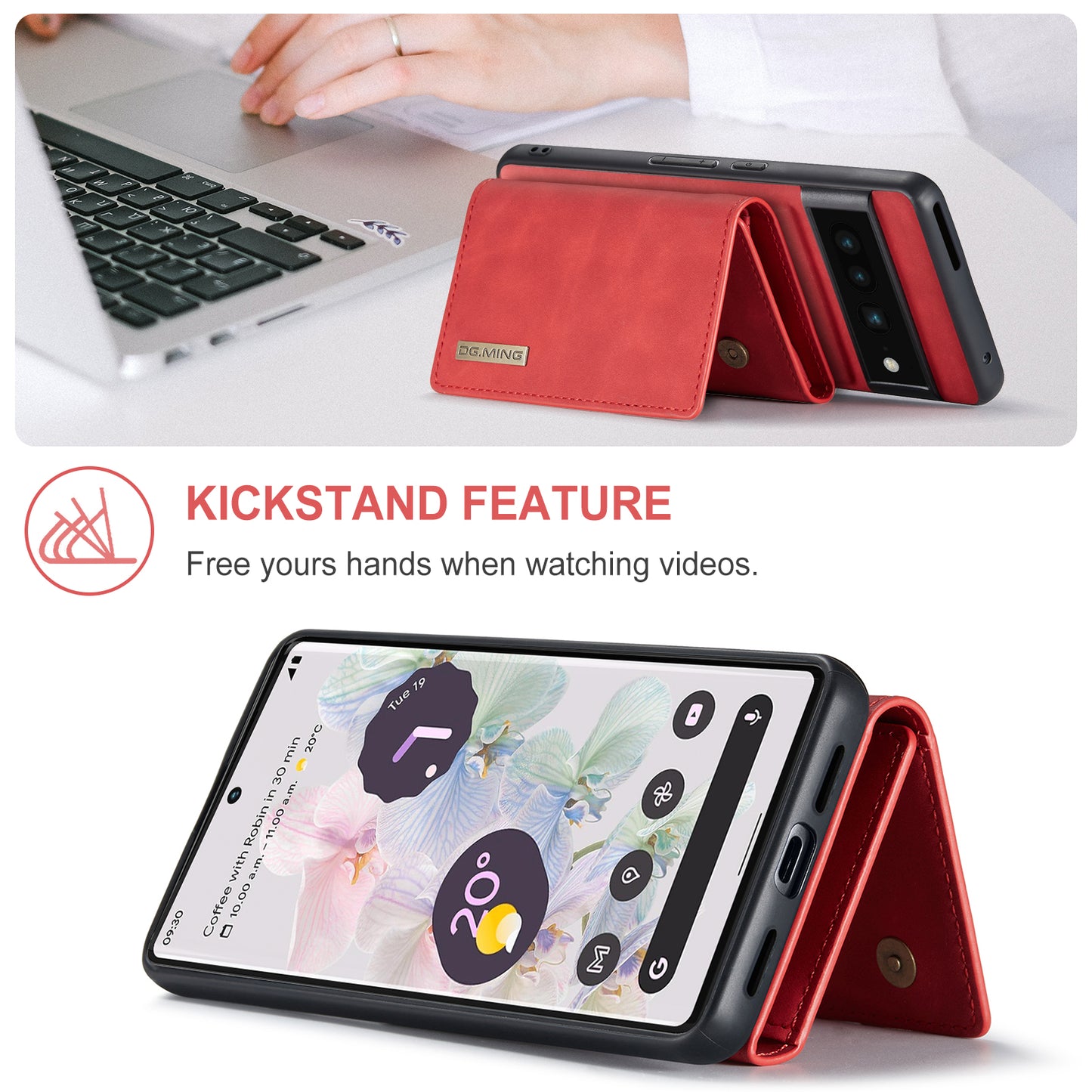 DG.MING Detachable Magnetic Wallet Google Pixel 7 Pro Case