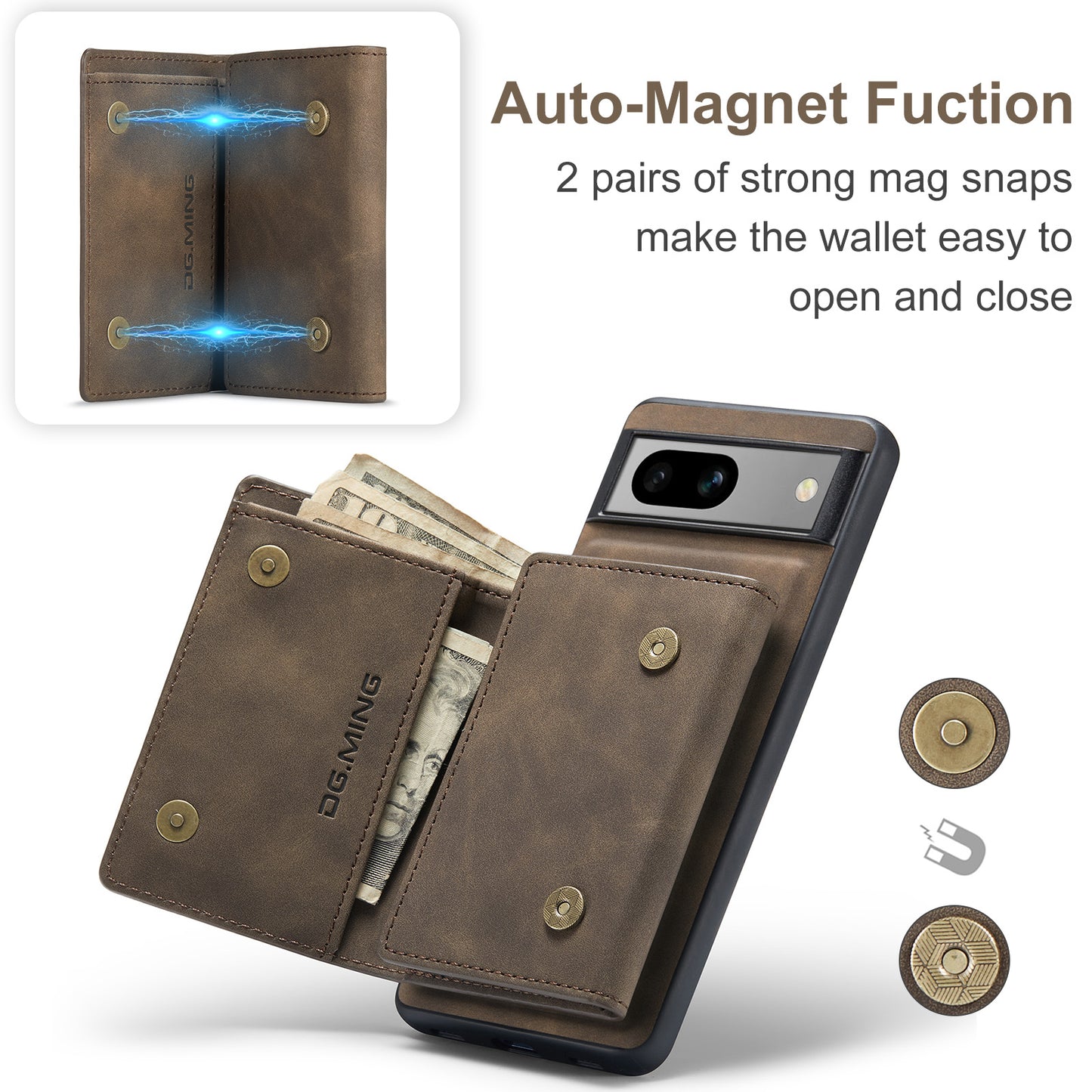 DG.MING Detachable Magnetic Wallet Google Pixel 9 Pro Case