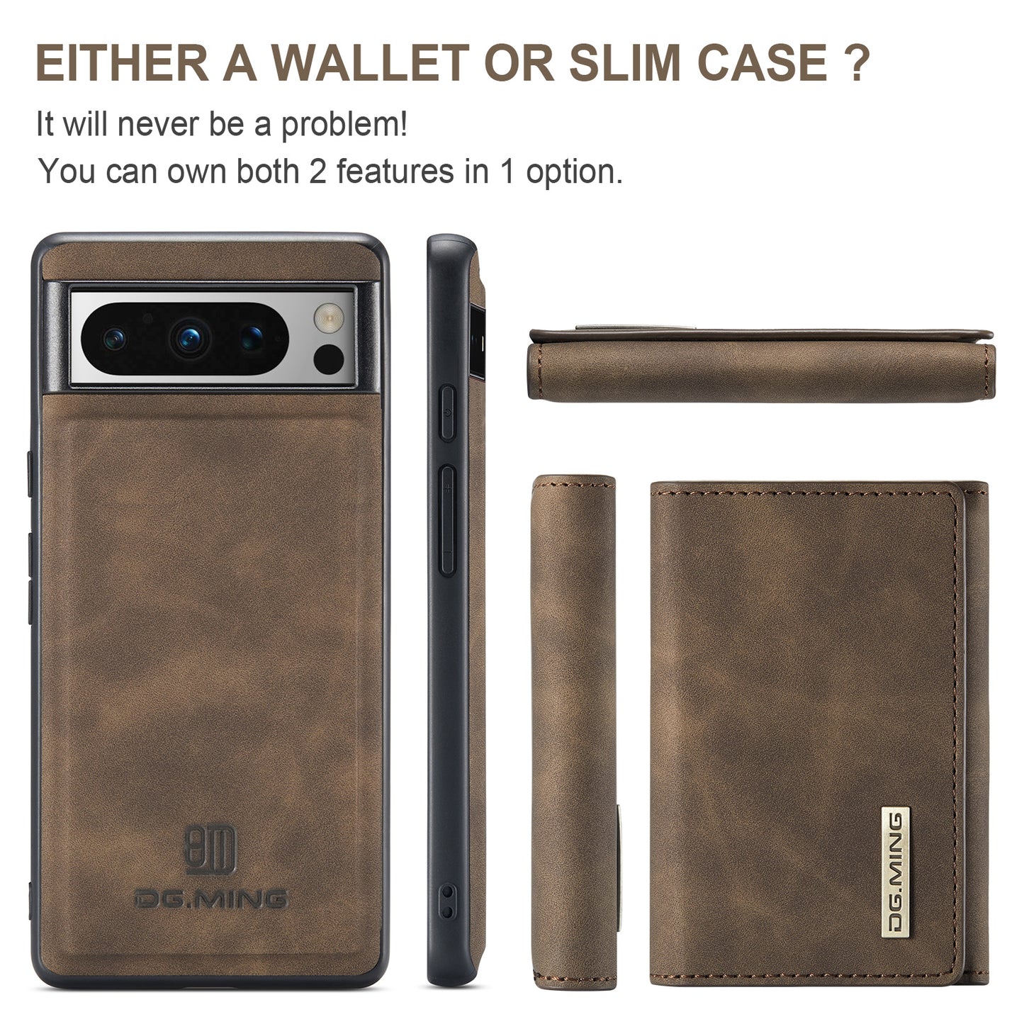 DG.MING Detachable Magnetic Wallet Google Pixel 8 Pro Case