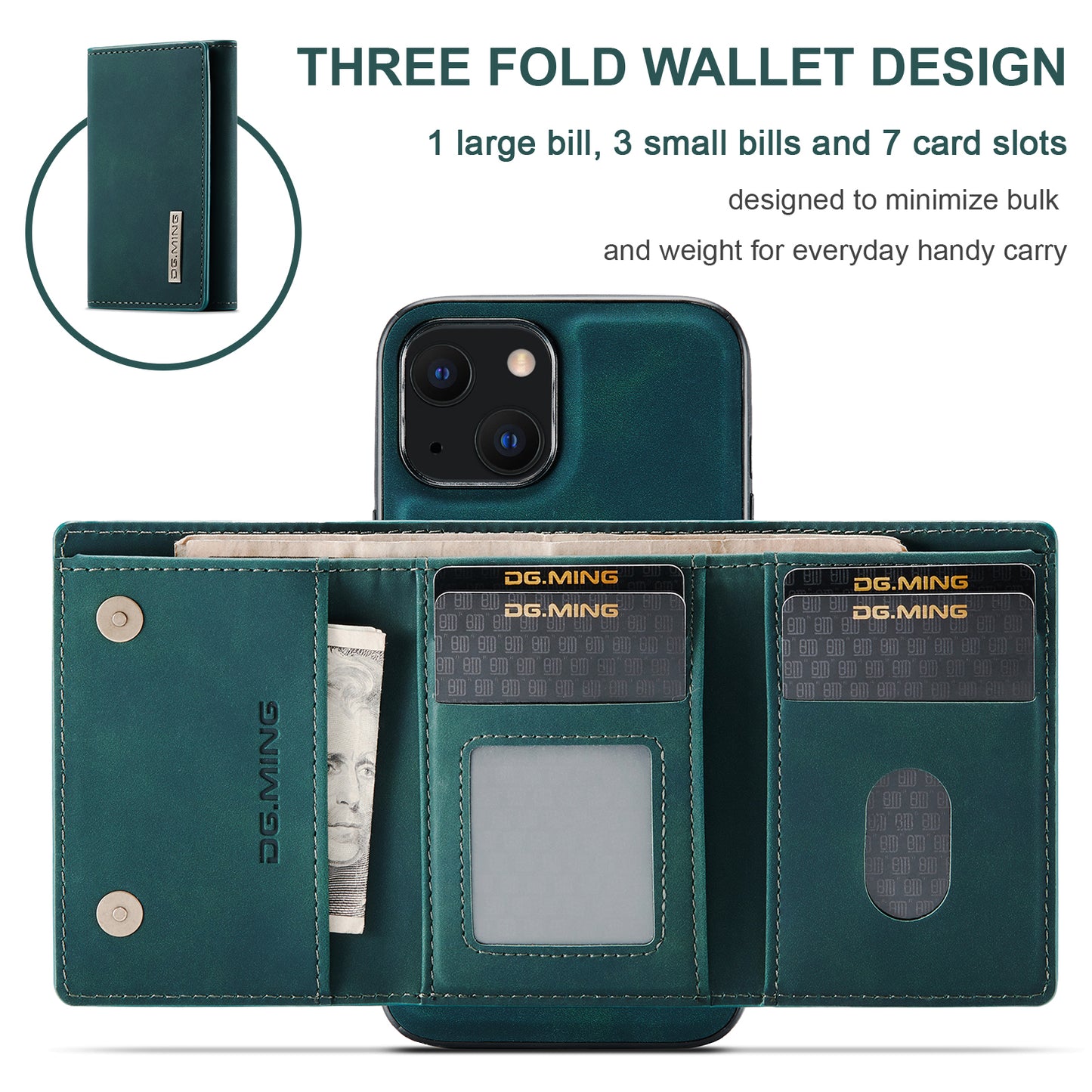 DG.MING Detachable Magnetic Wallet iPhone 13 Case