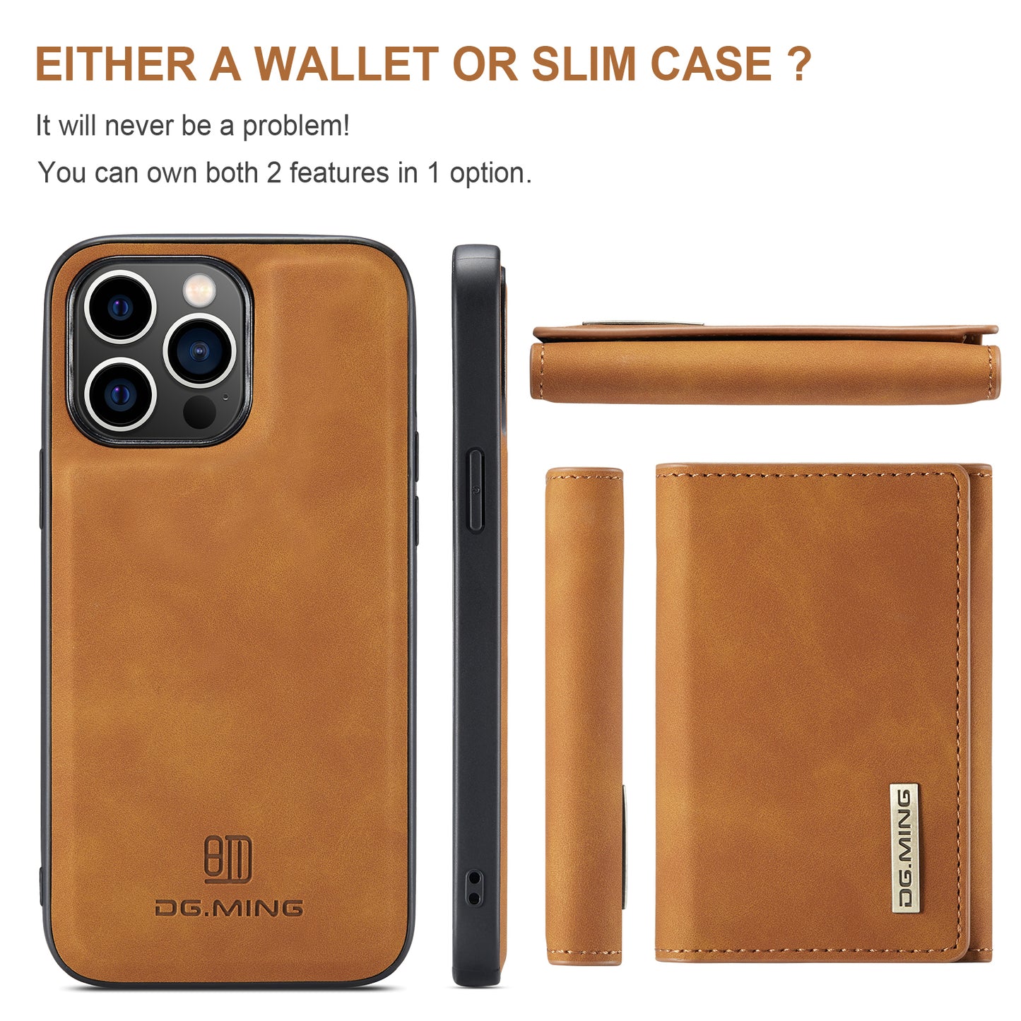 DG.MING Detachable Magnetic Wallet iPhone 14 Pro Max Case