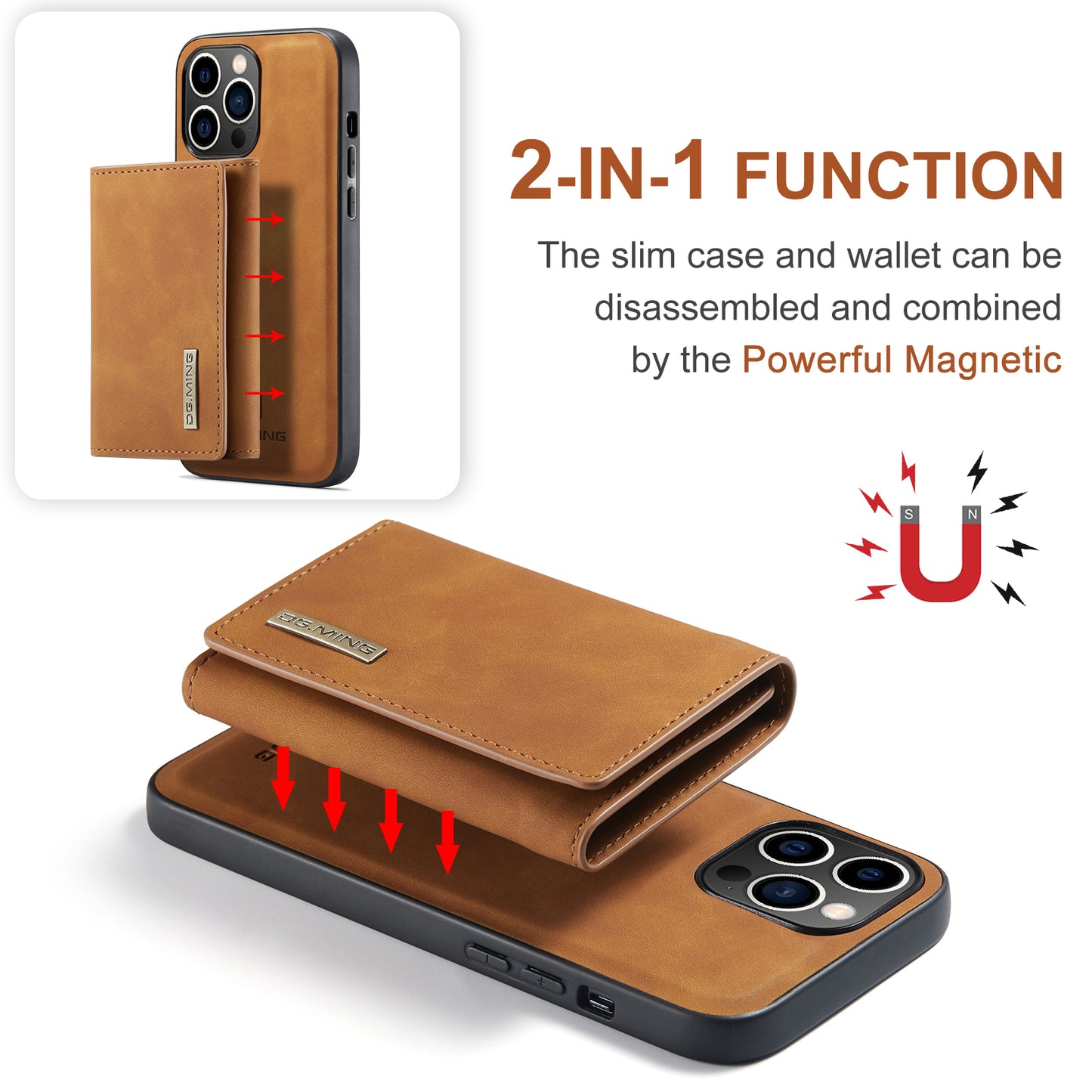 DG.MING Detachable Magnetic Wallet iPhone 14 Pro Max Case