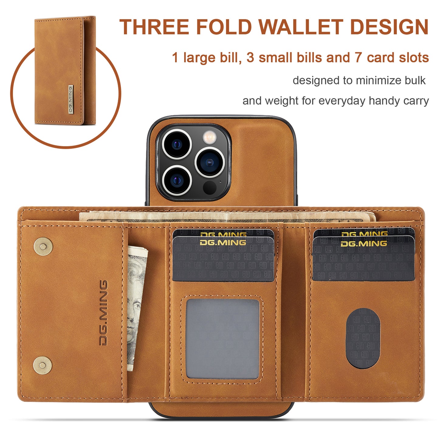 DG.MING Detachable Magnetic Wallet iPhone 14 Pro Max Case