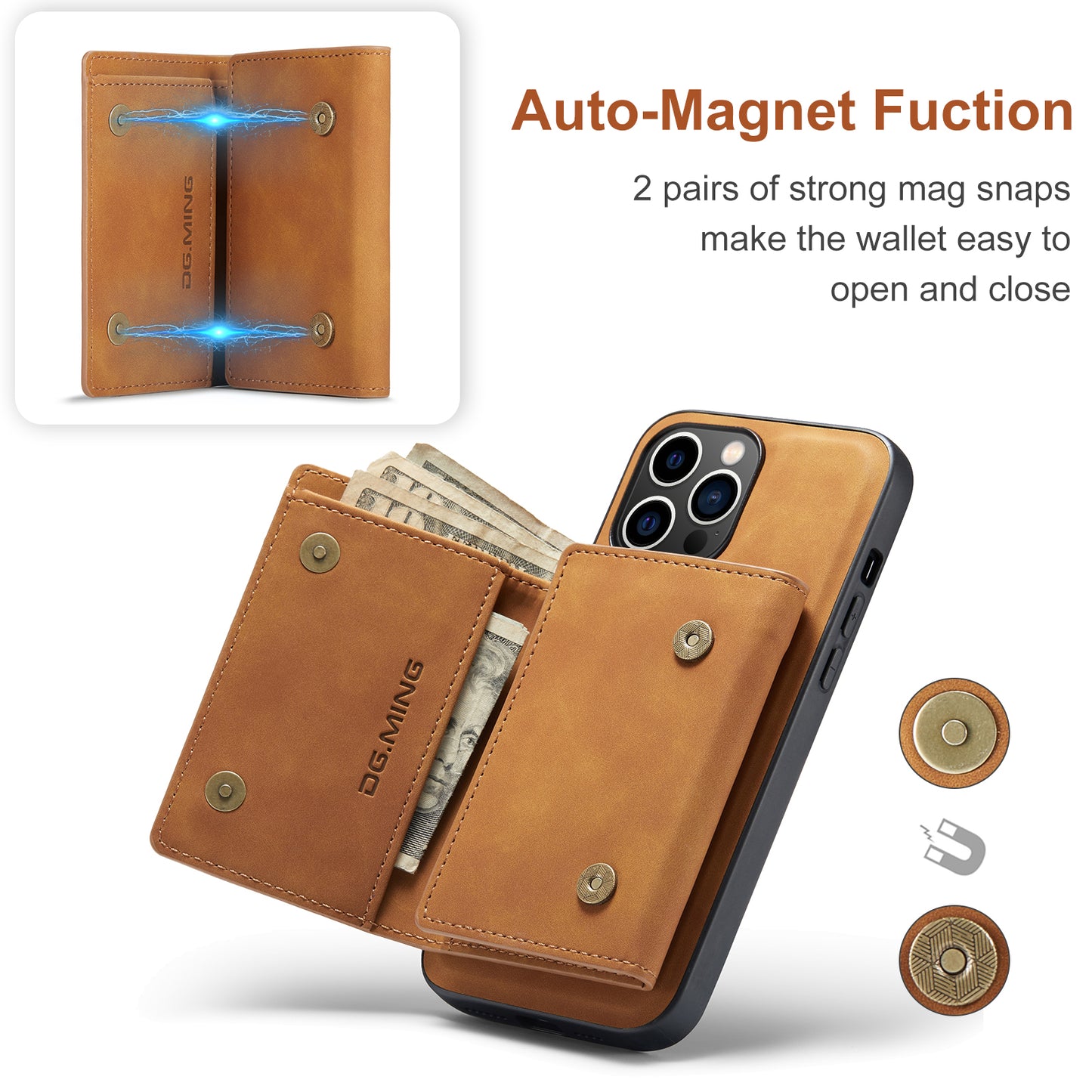 DG.MING Detachable Magnetic Wallet iPhone 14 Pro Max Case