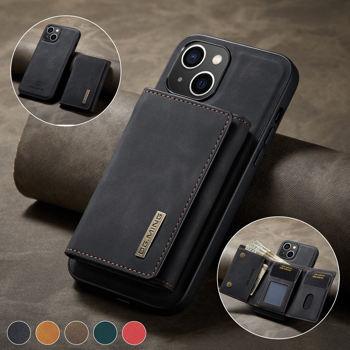 DG.MING Detachable Magnetic Wallet iPhone 14 Plus Case