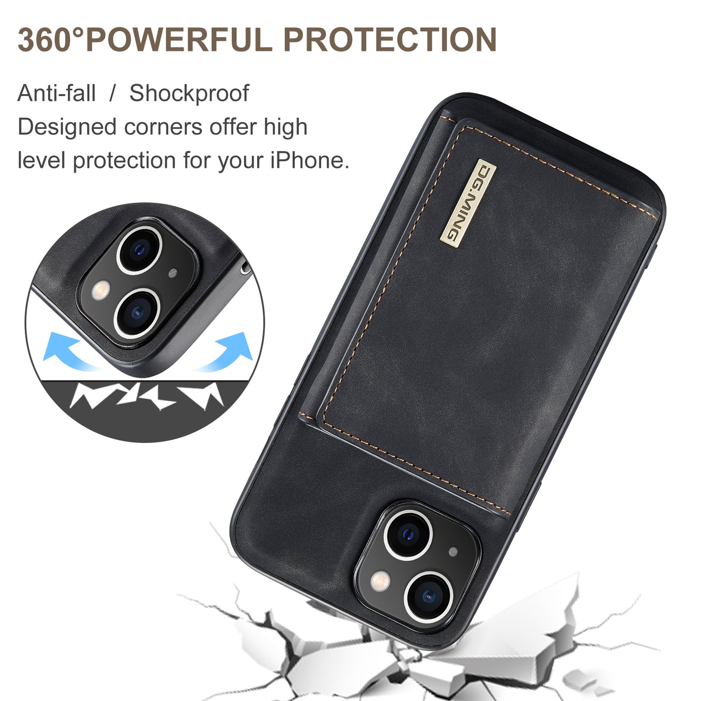 DG.MING Detachable Magnetic Wallet iPhone 14 Plus Case