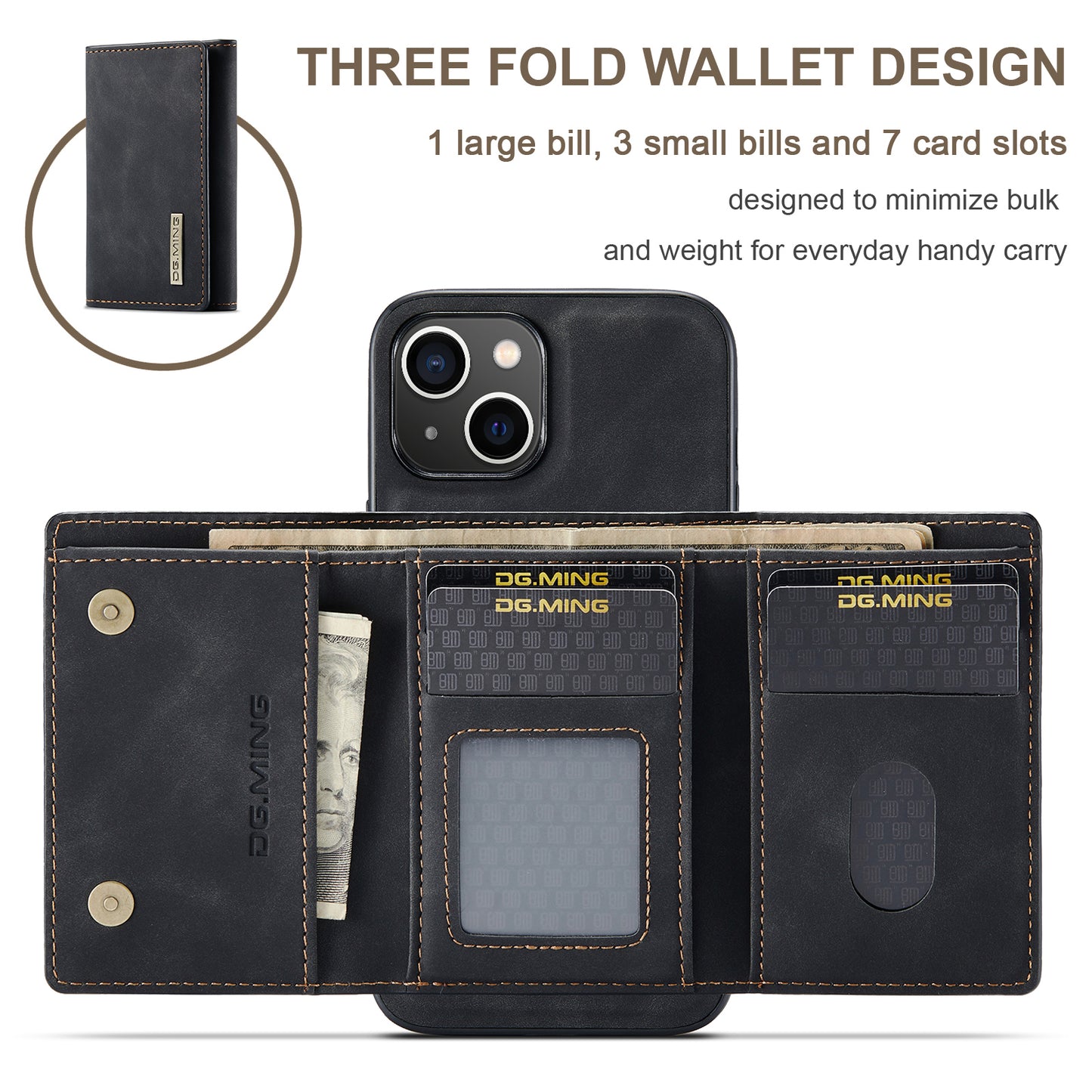 DG.MING Detachable Magnetic Wallet iPhone 14 Plus Case