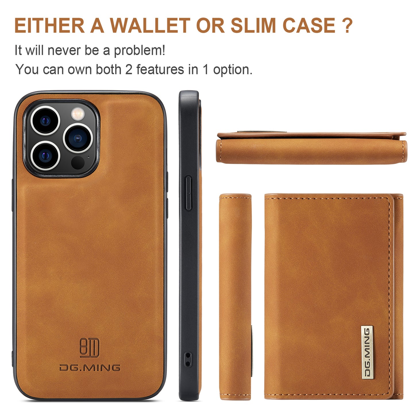 DG.MING Detachable Magnetic Wallet iPhone 15 Pro Max Case