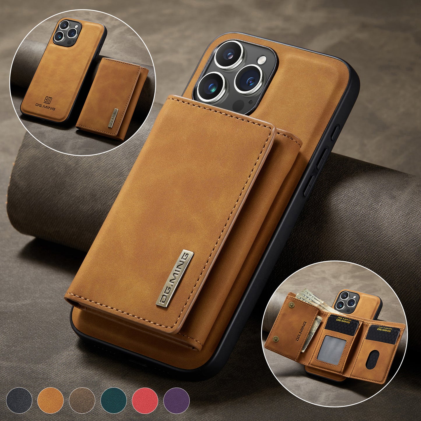 DG.MING Detachable Magnetic Wallet iPhone 15 Pro Max Case