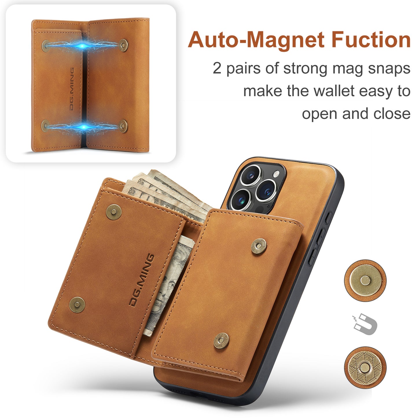 DG.MING Detachable Magnetic Wallet iPhone 15 Pro Max Case