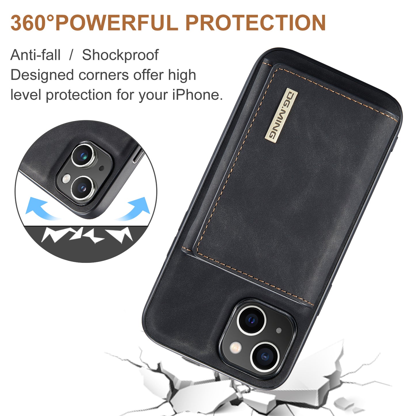 DG.MING Detachable Magnetic Wallet iPhone 15 Case