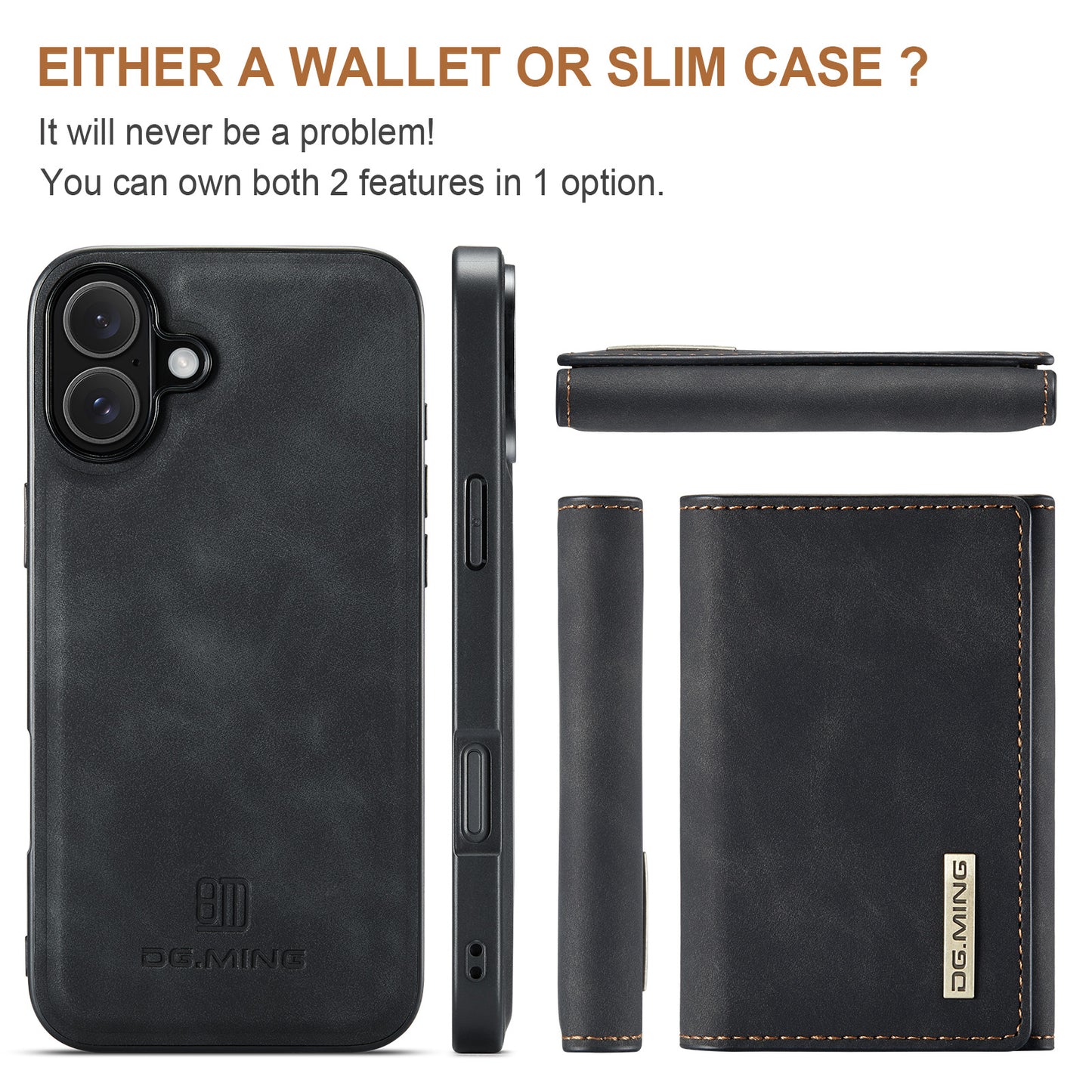 DG.MING Detachable Magnetic Wallet iPhone 16 Plus Case