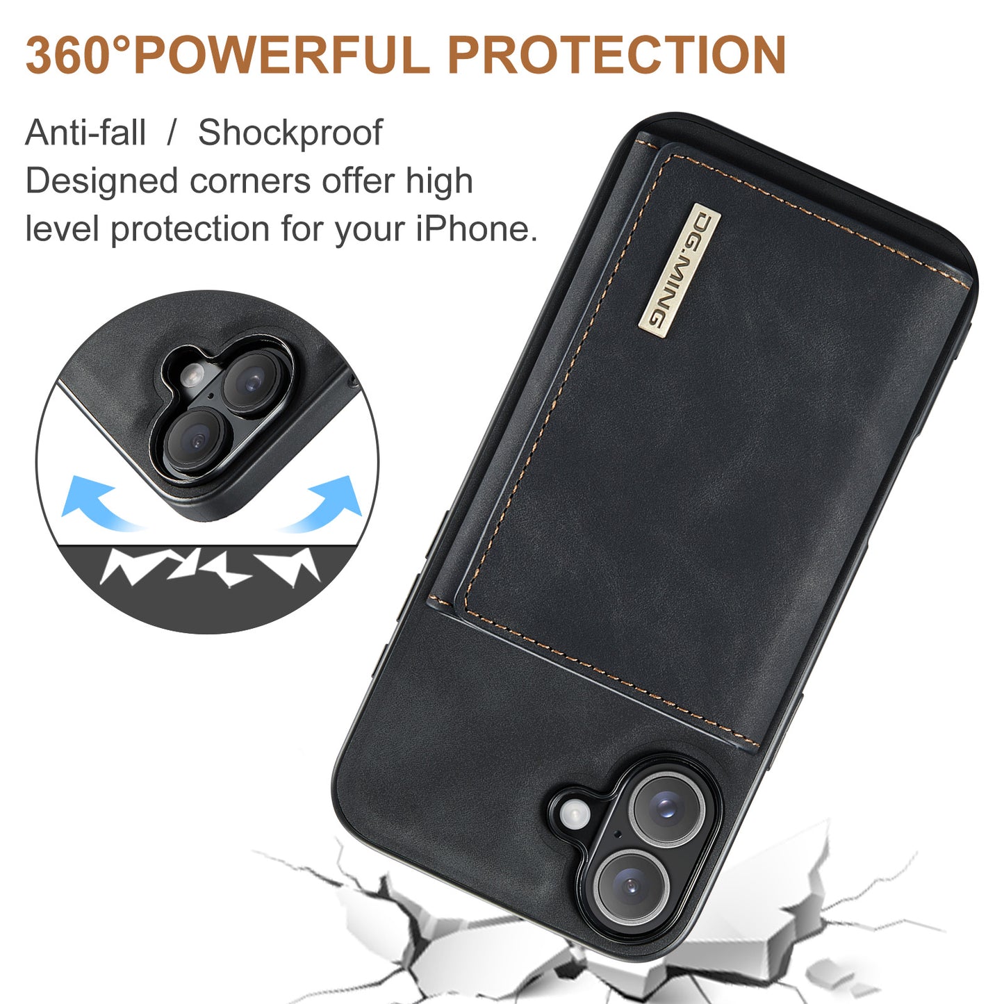 DG.MING Detachable Magnetic Wallet iPhone 16 Plus Case