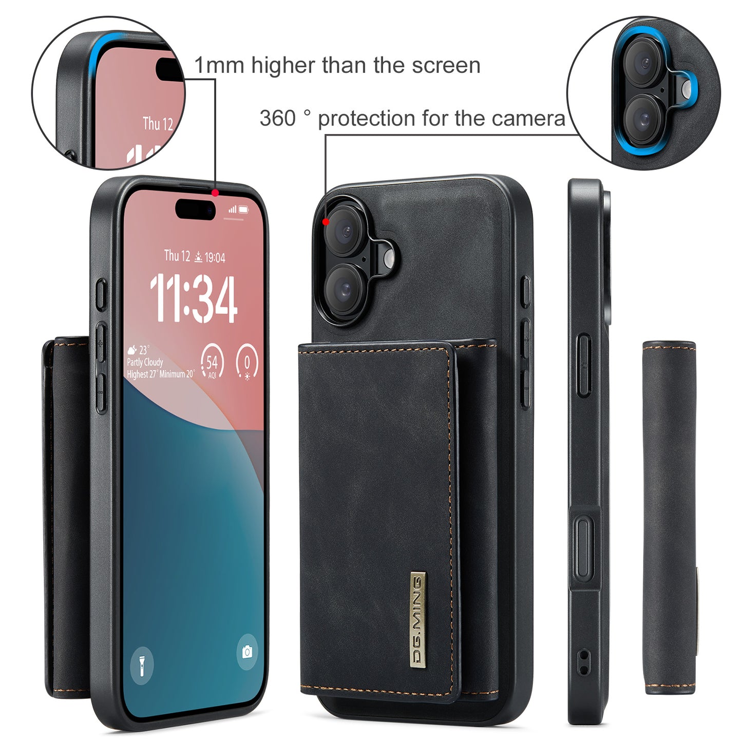 DG.MING Detachable Magnetic Wallet iPhone 16 Plus Case