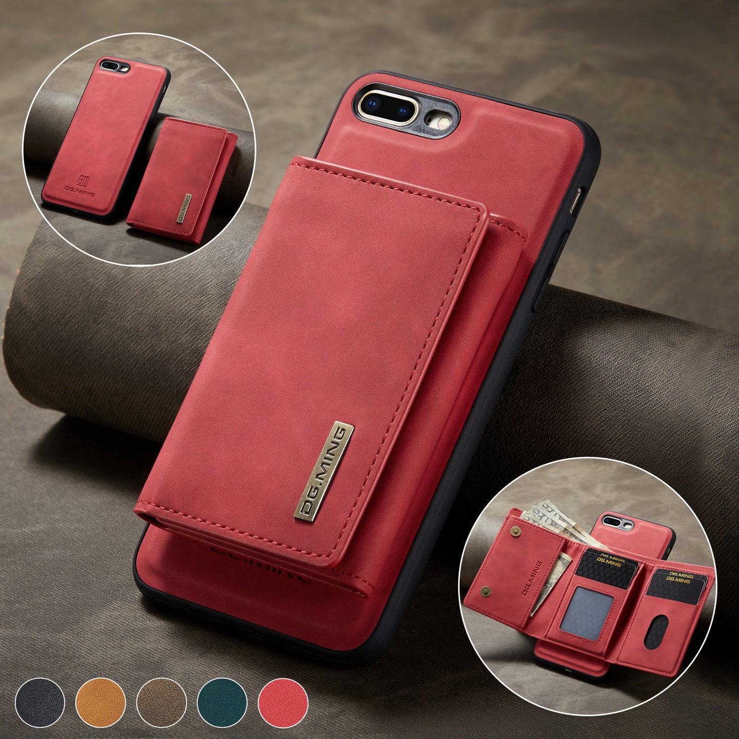 DG.MING Detachable Magnetic Wallet iPhone 8 Plus Case