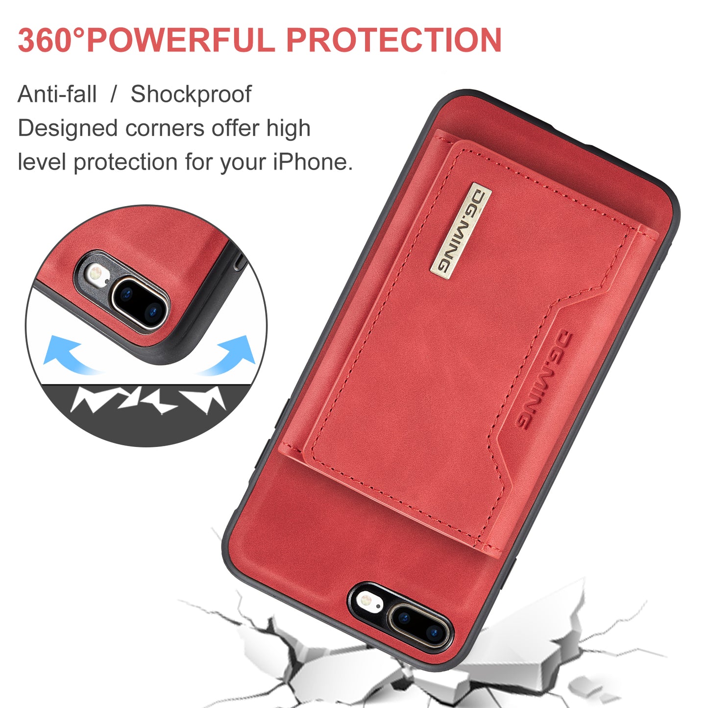 DG.MING Detachable Magnetic Wallet iPhone 8 Plus Case