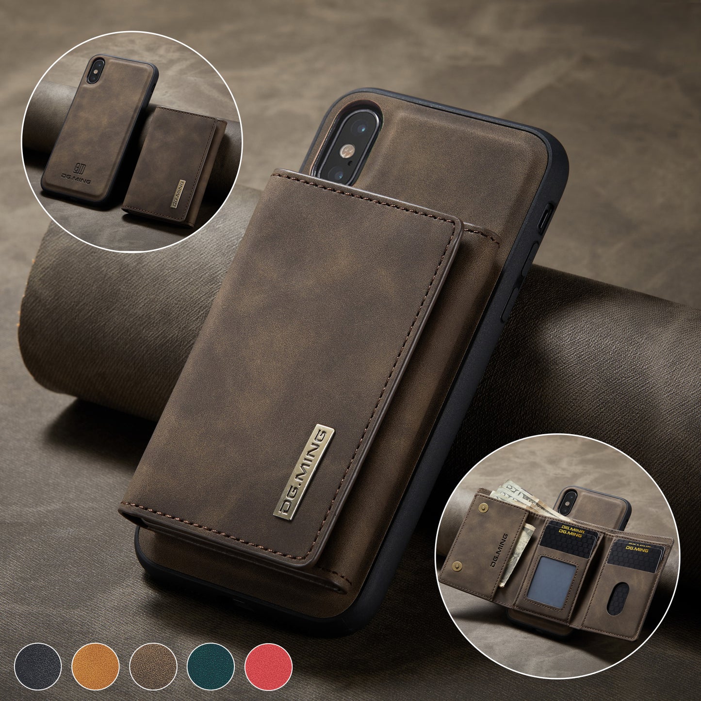 DG.MING Detachable Magnetic Wallet iPhone Xs Max Case