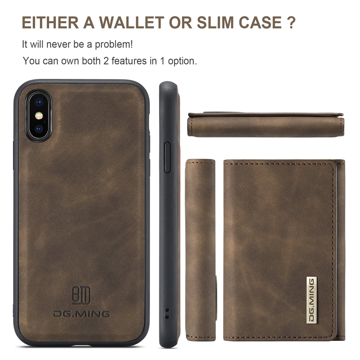 DG.MING Detachable Magnetic Wallet iPhone Xs Max Case